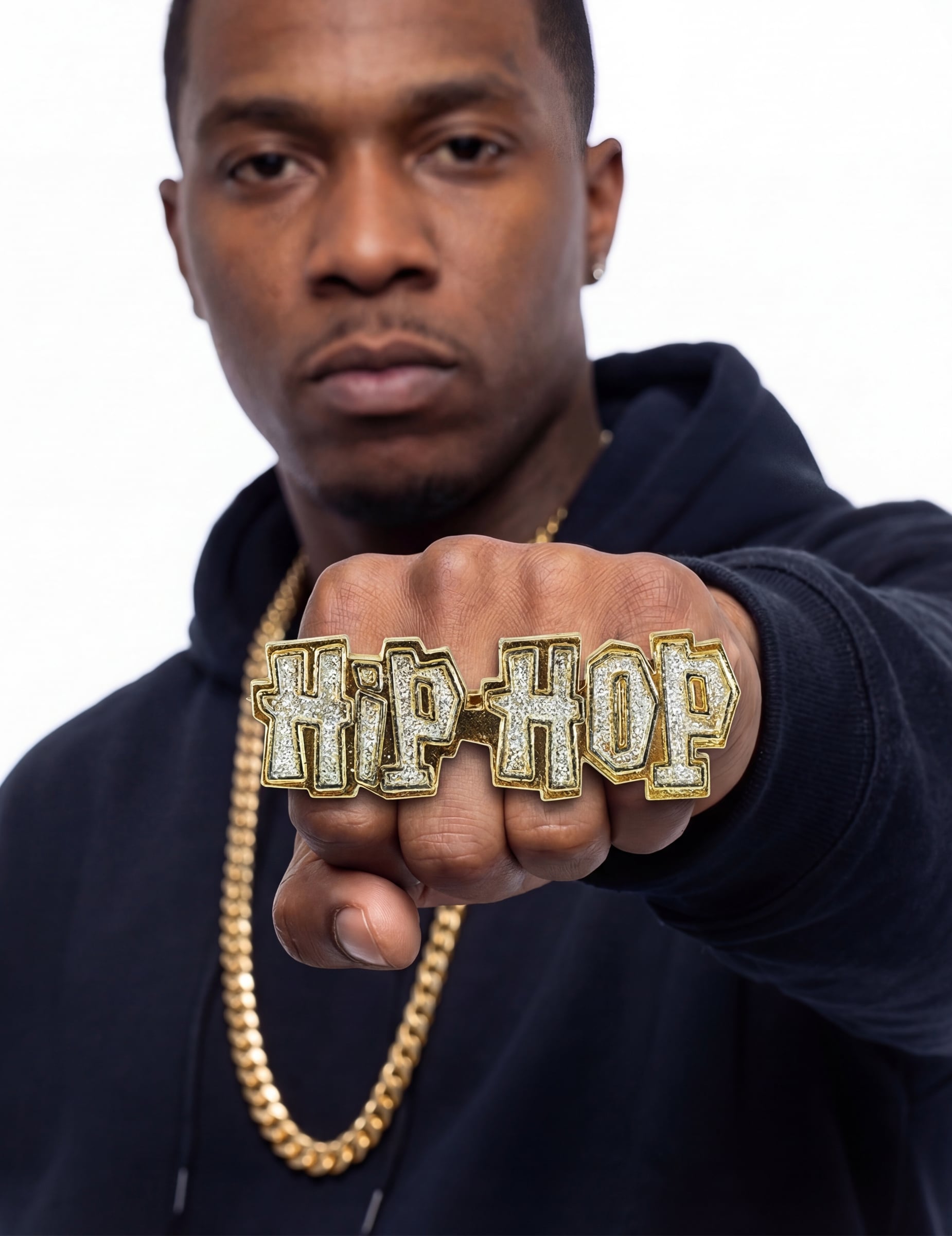 Hip-Hop Ring Goldfarben für Erwachsene