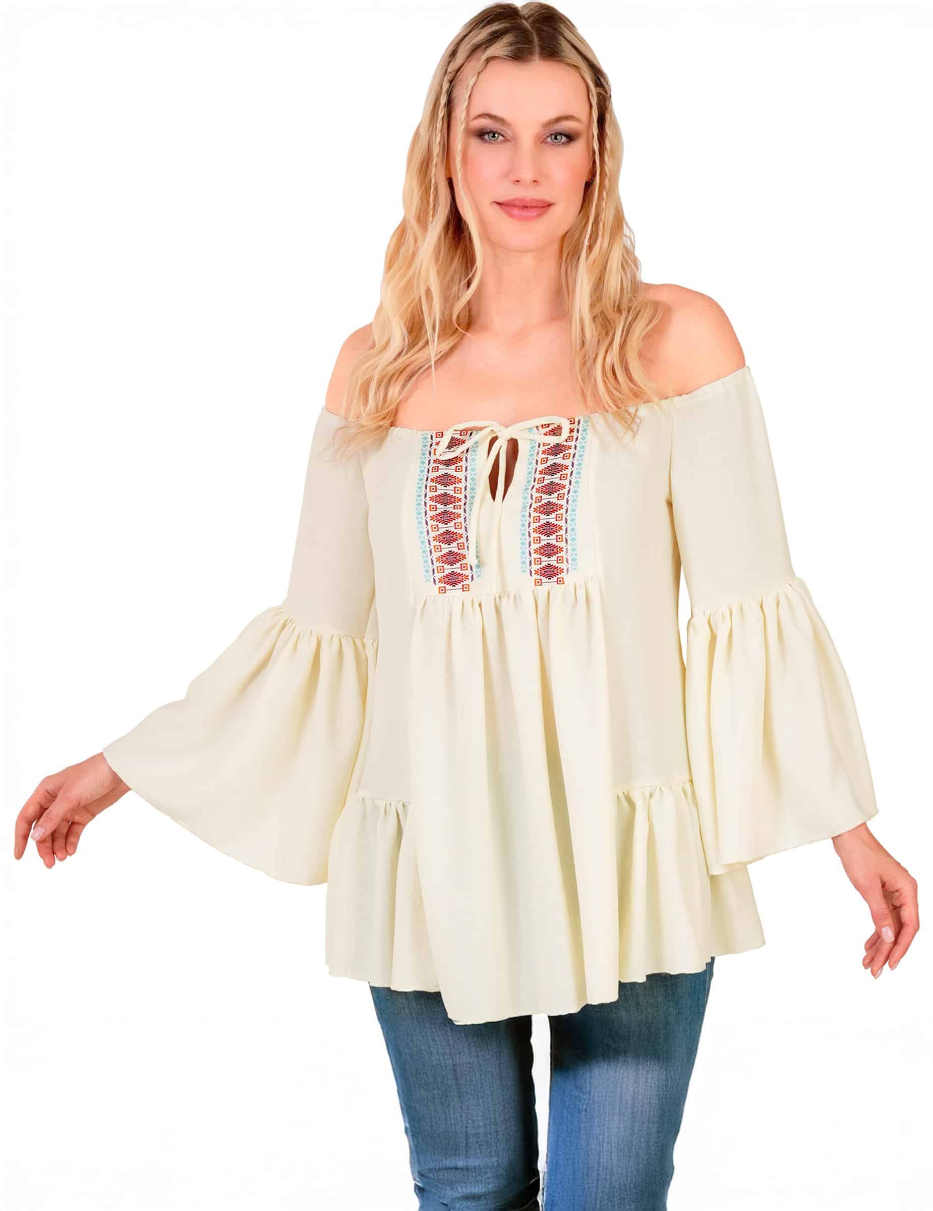 Hippie Damenshirt Bluse 60er Jahre Ethno Stil
