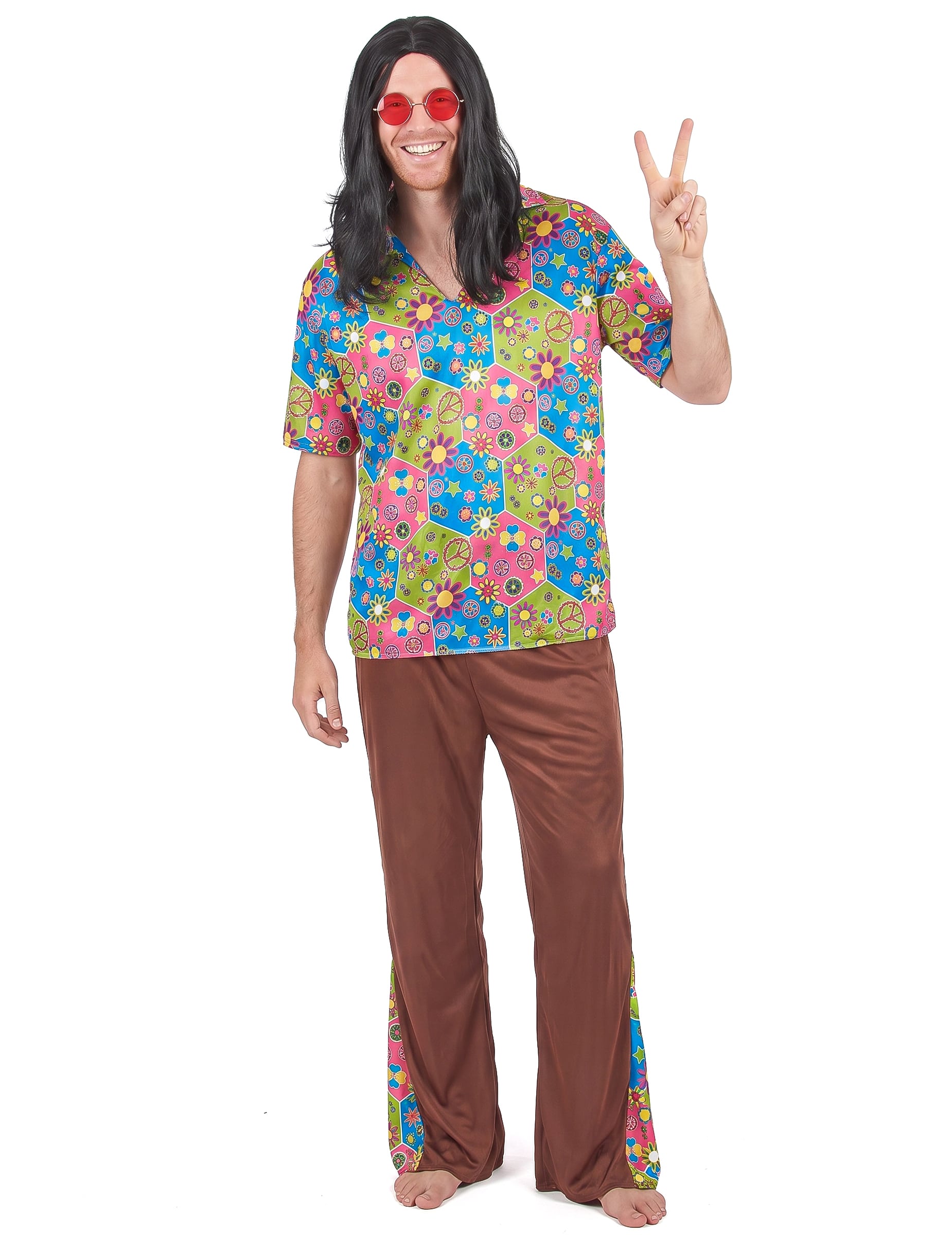 Hippie Herren-Kostüm bunt
