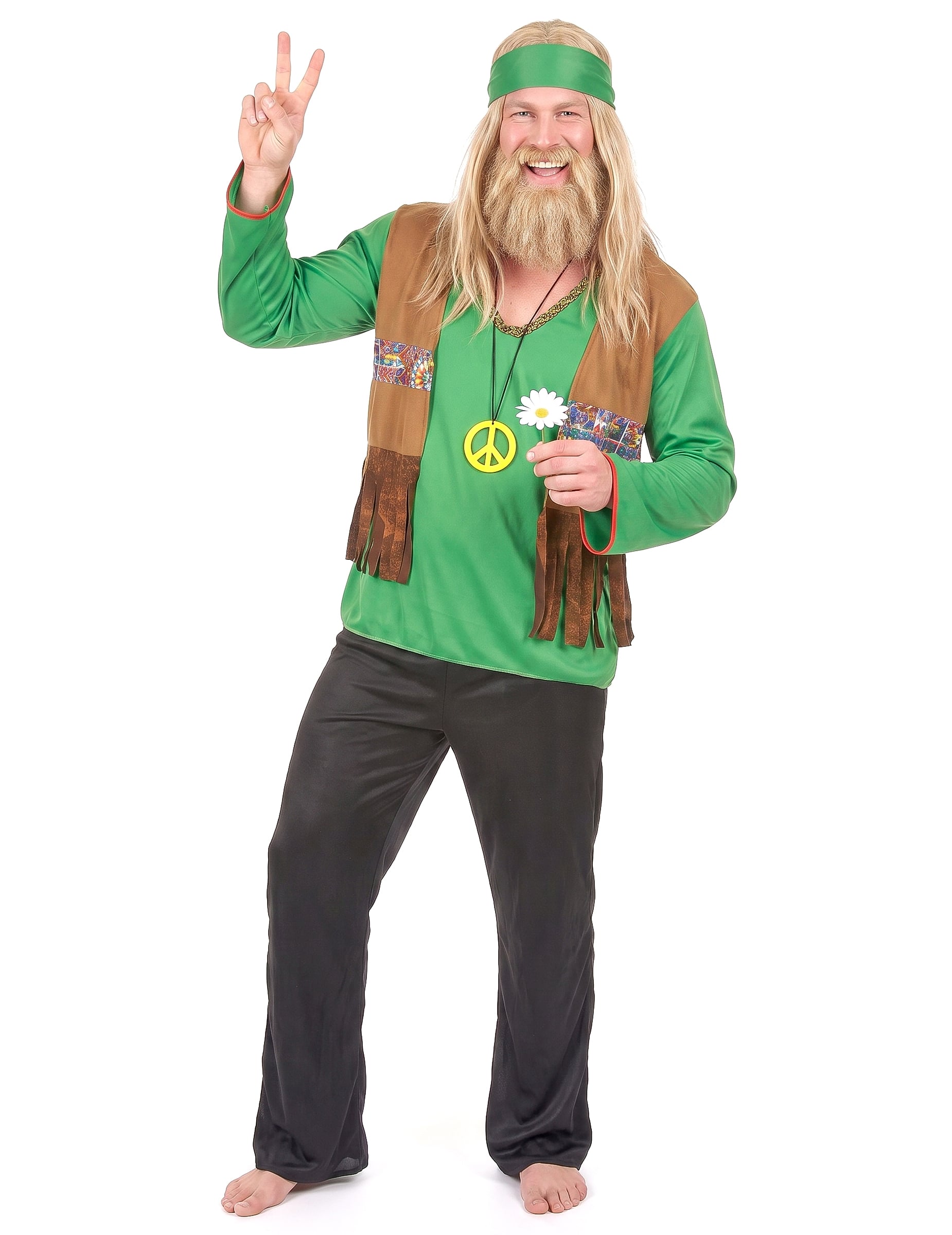 Hippie Herren-Kostüm grün-braun