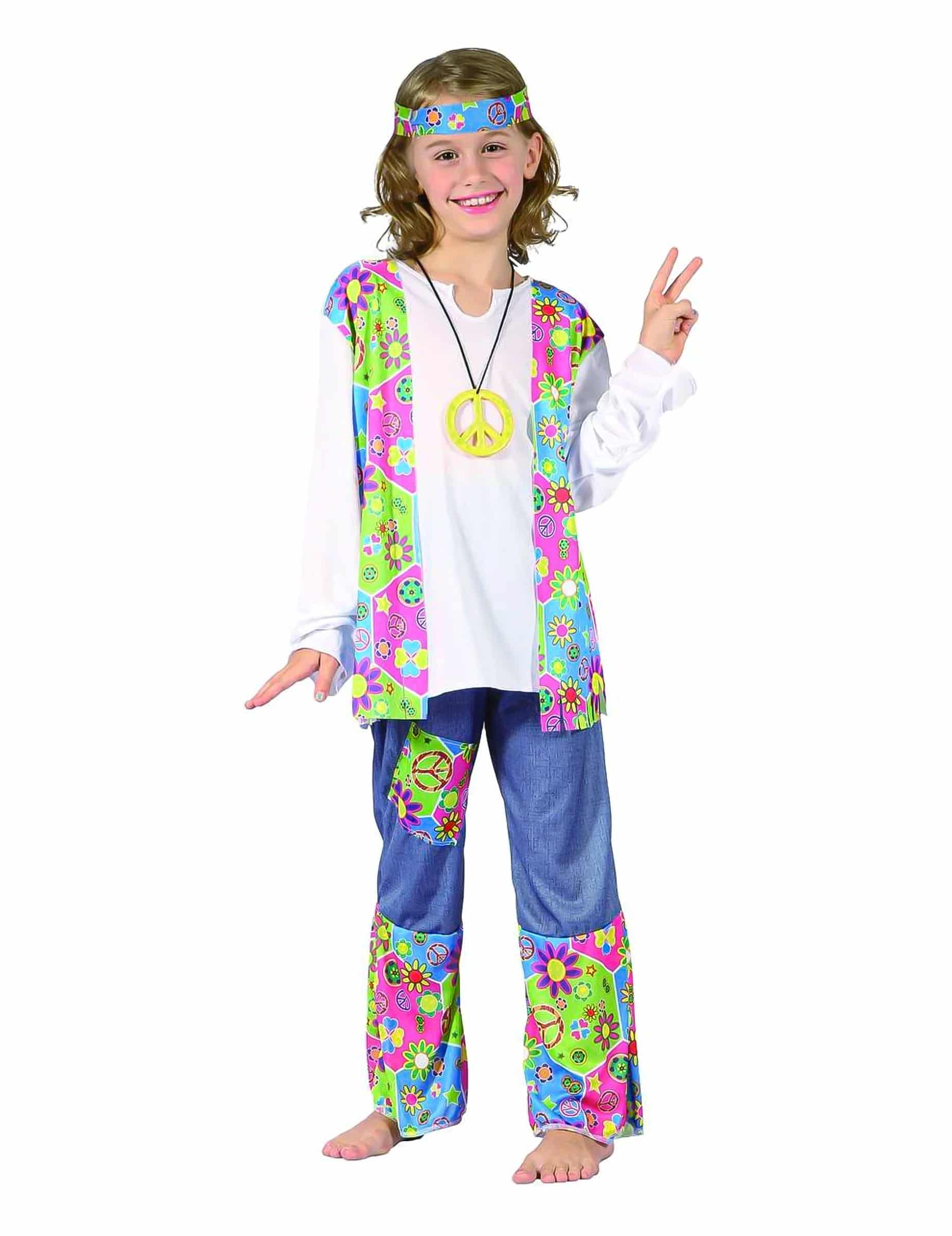 Hippie Kinderkostüm Flower Power Mädchenkostüm bunt