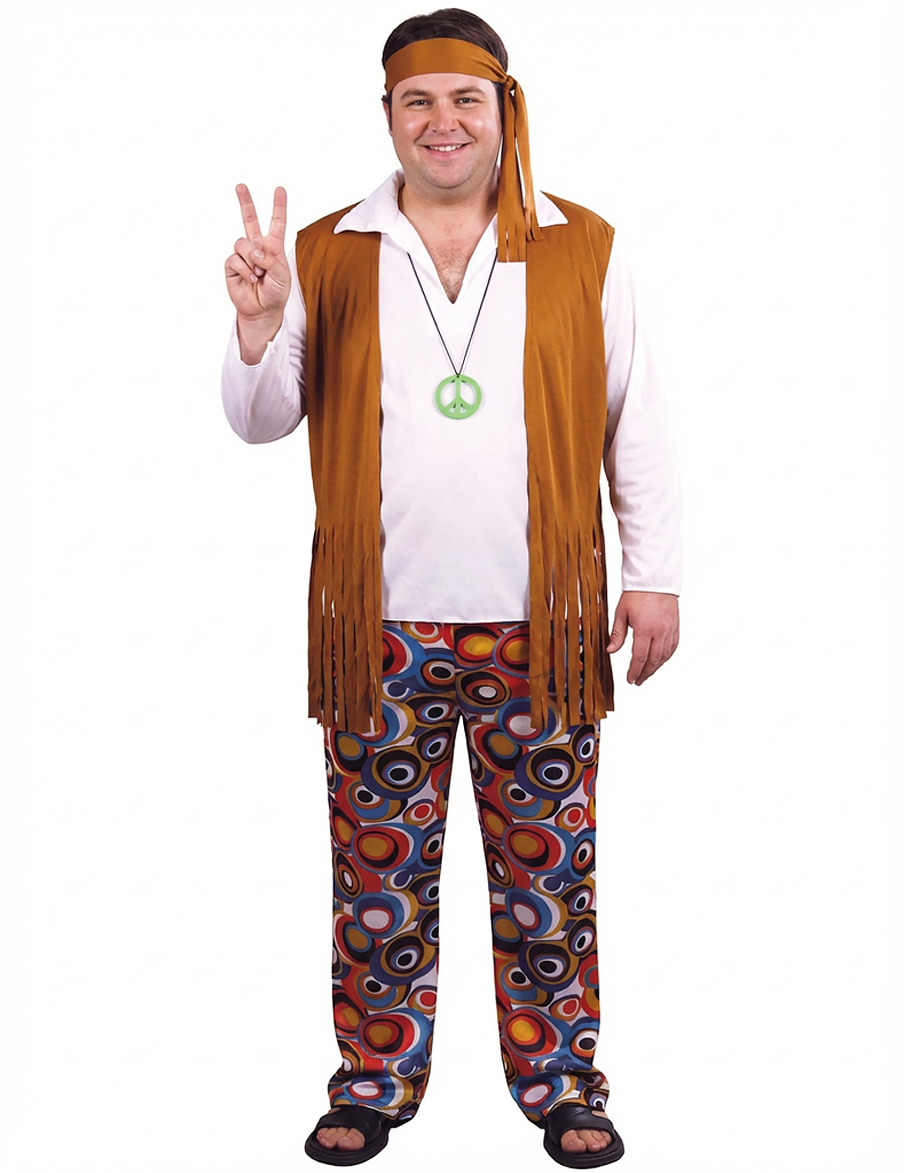 Hippie-Kostüm in Übergrösse Karneval-Kostüm in XXL bunt