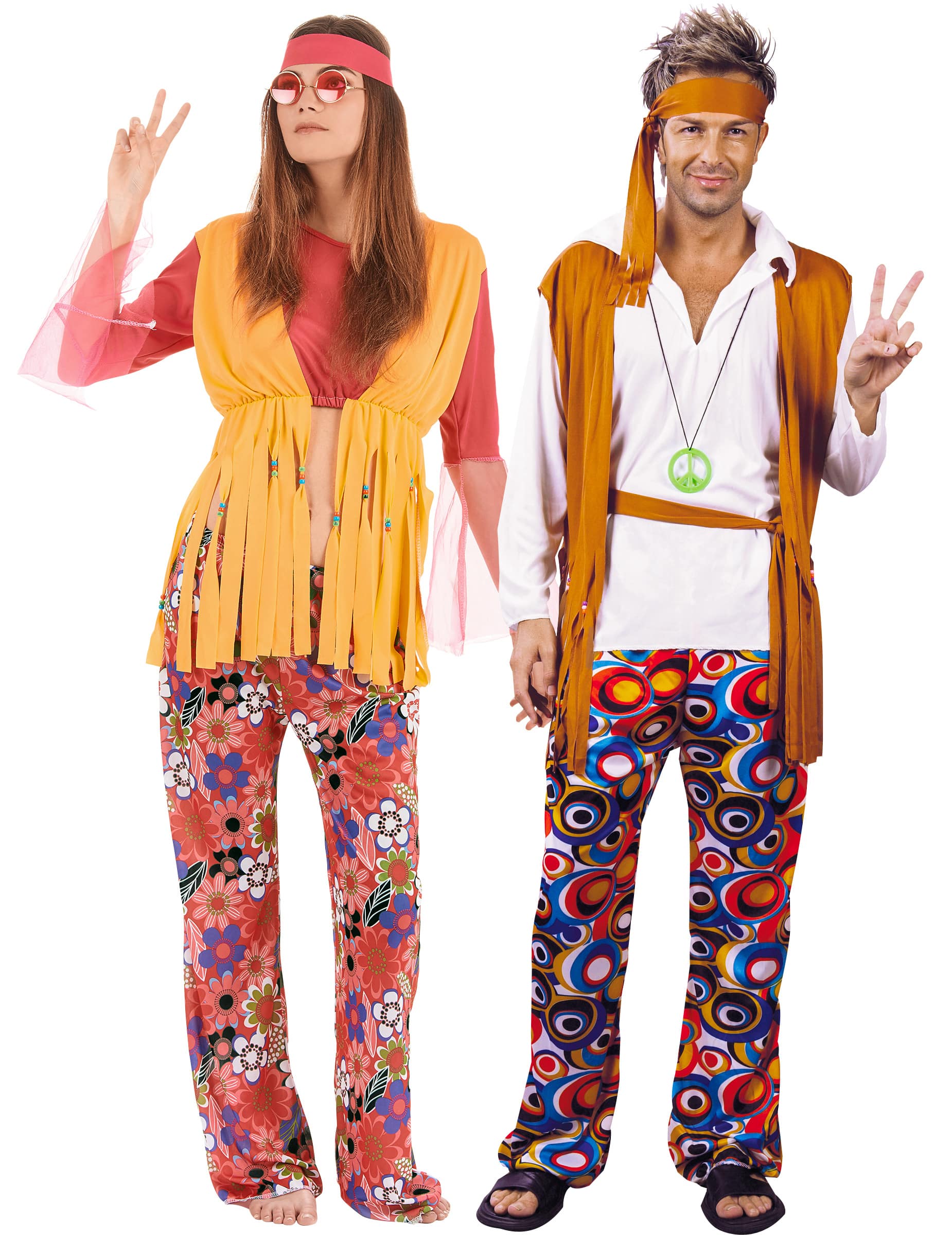 Hippie-Paarkostüm für Erwachsene