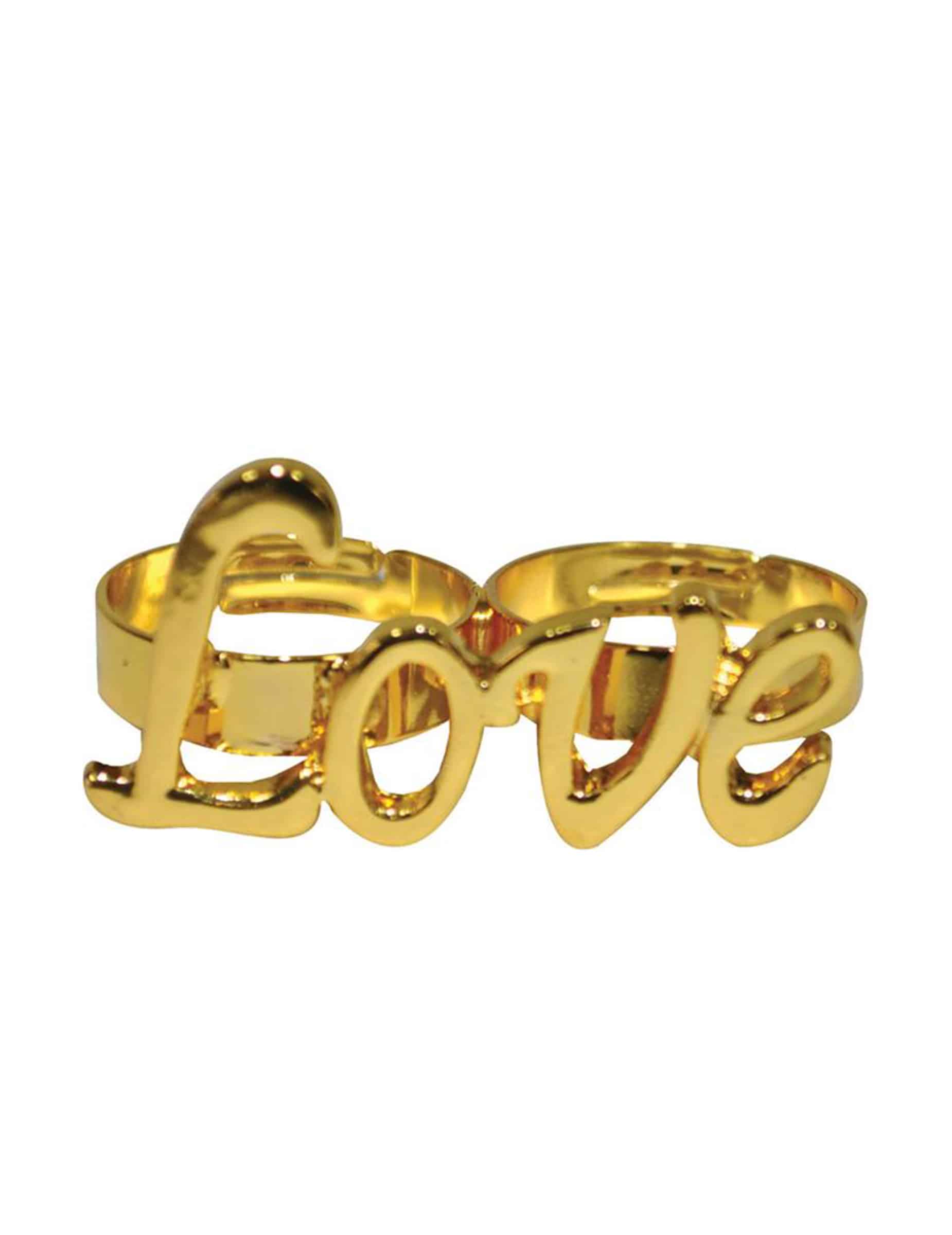 Hippie Ring Love Kostümaccessoire gold