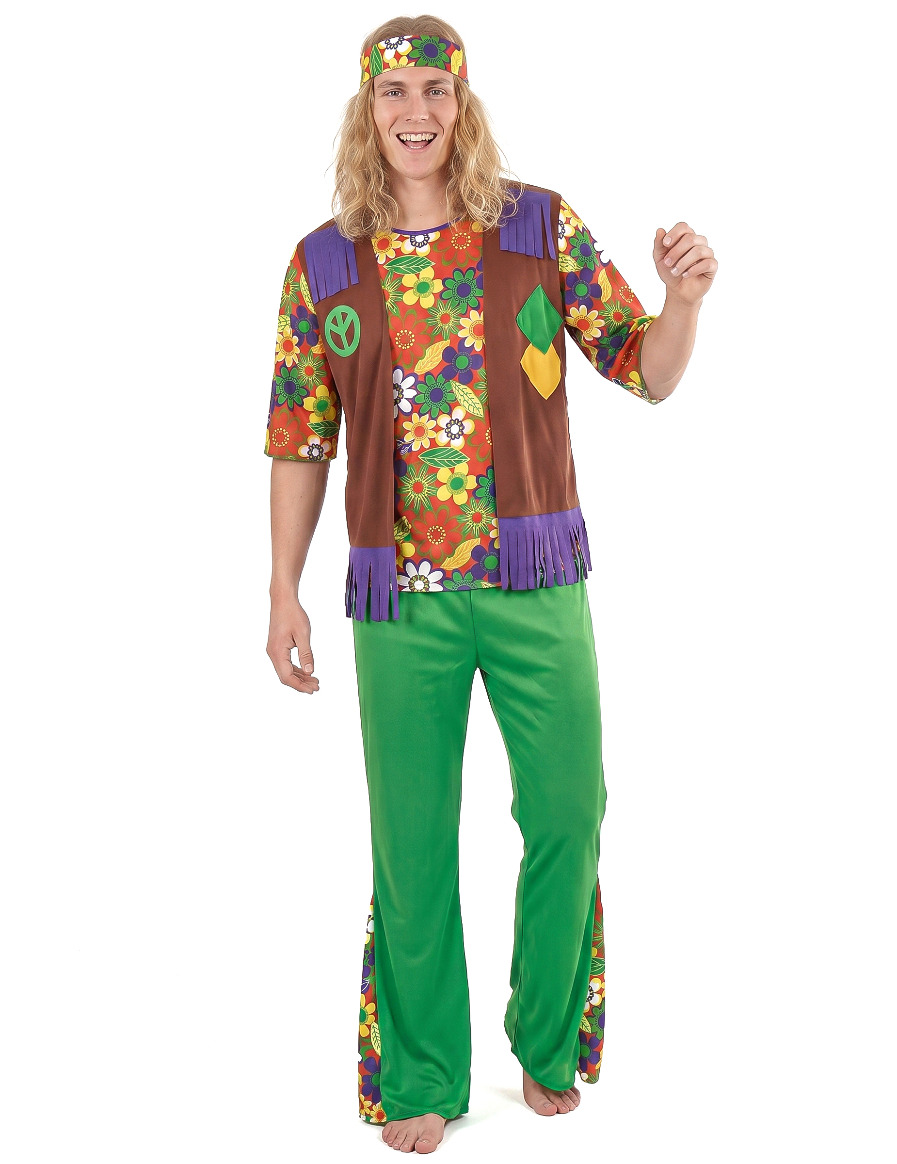 Hippiekostüm für Herren in Grün