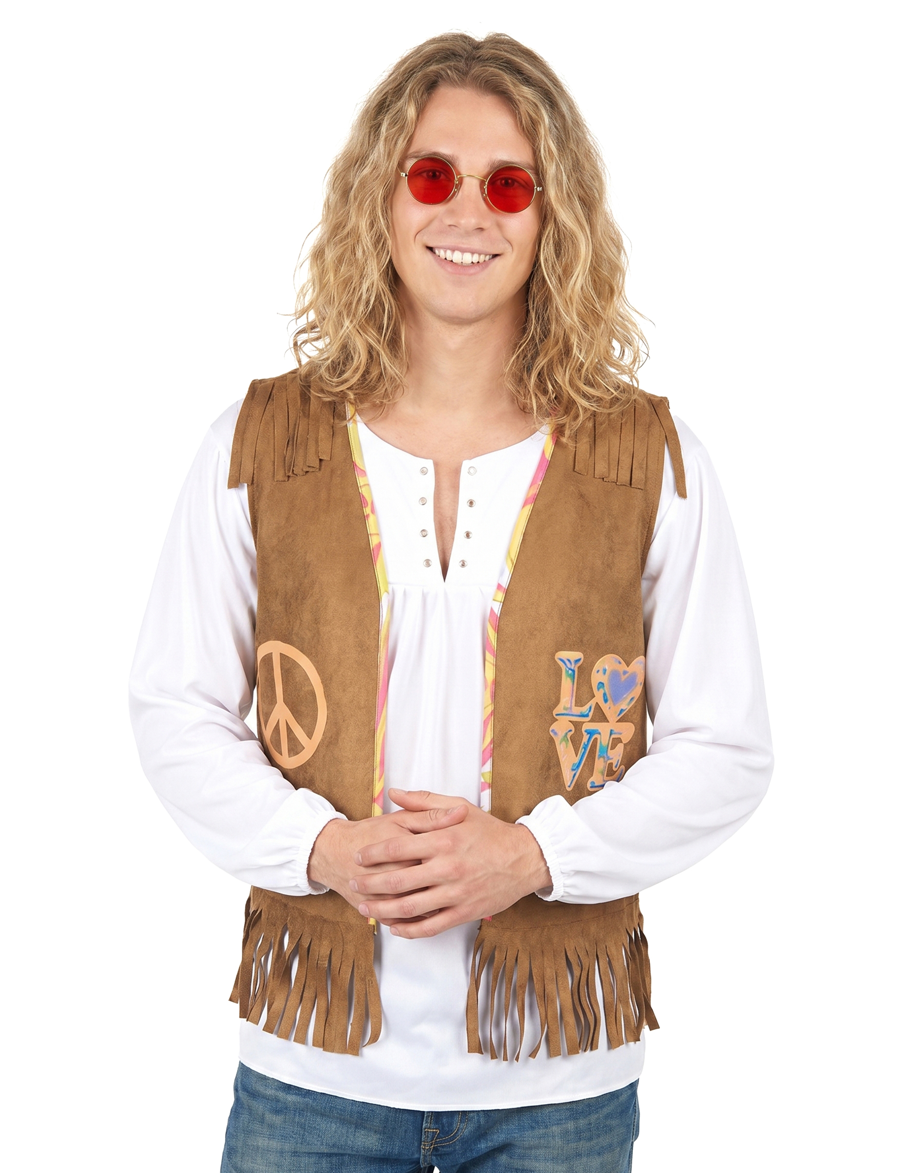 Hippieweste 70er Kostümaccessoire hellbraun