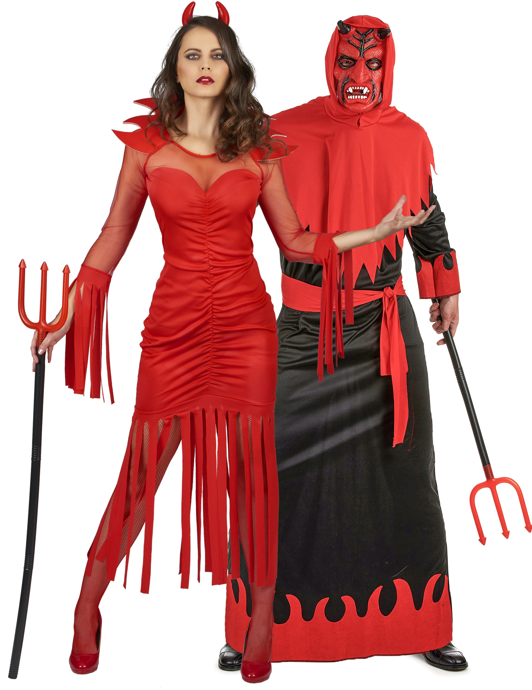 Höllenscharfes Teufelspaar Halloween-Partnerkostüm für Erwachsene rot-schwarz
