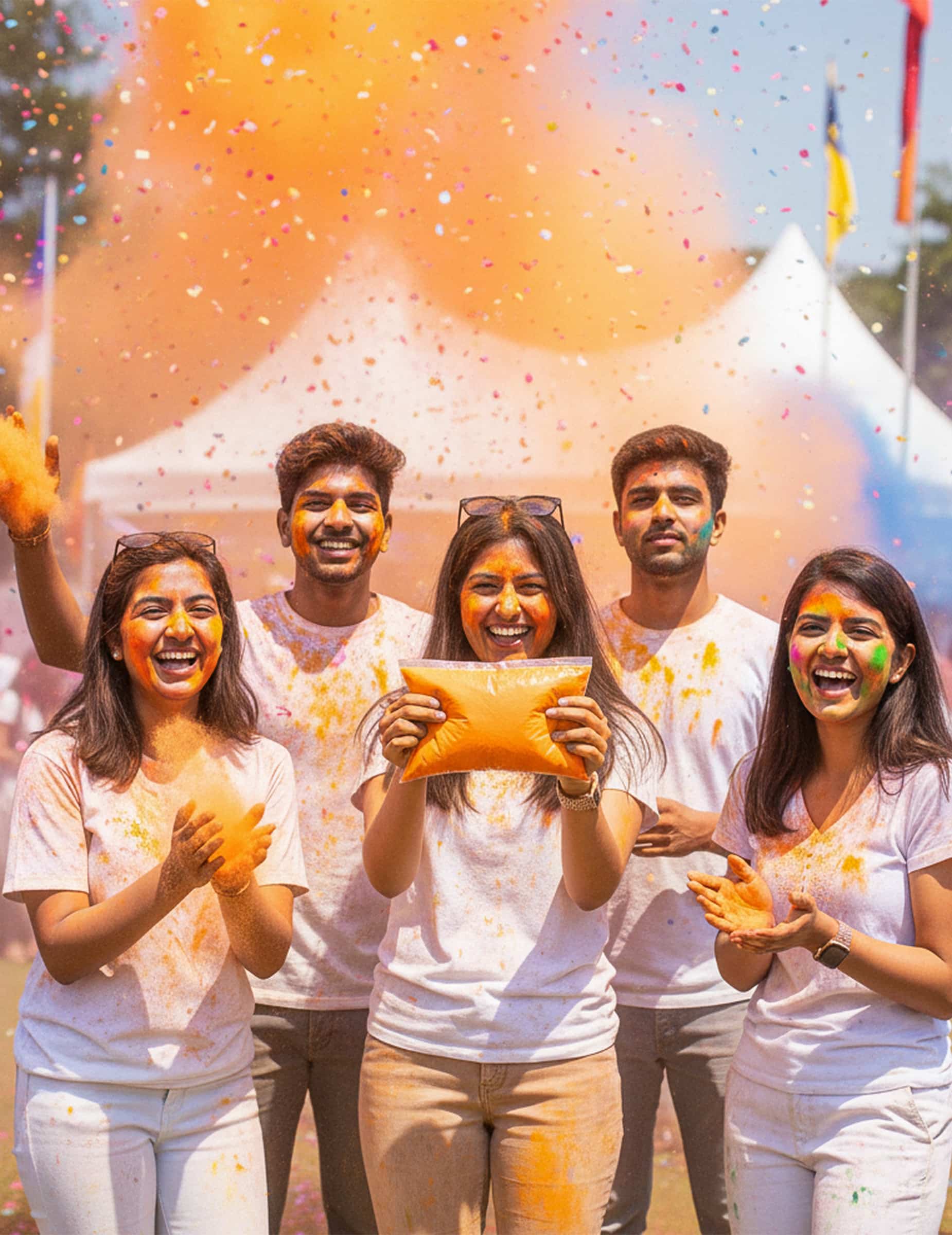 Holi Farbpulver Orange Neon 500g Beutel für Erwachsene orange neon