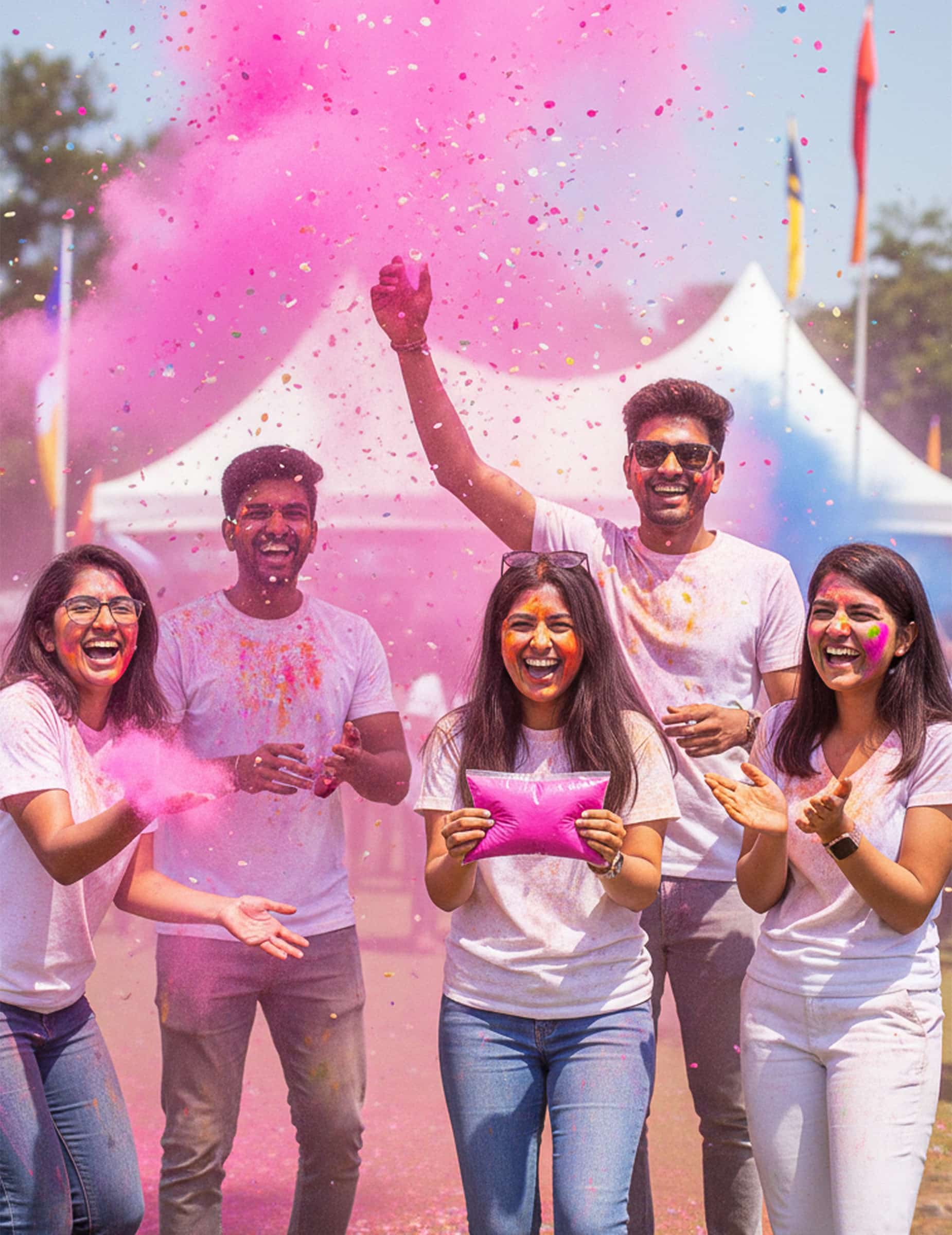 Holi Farbpulver Pink Neon 500g für Erwachsene