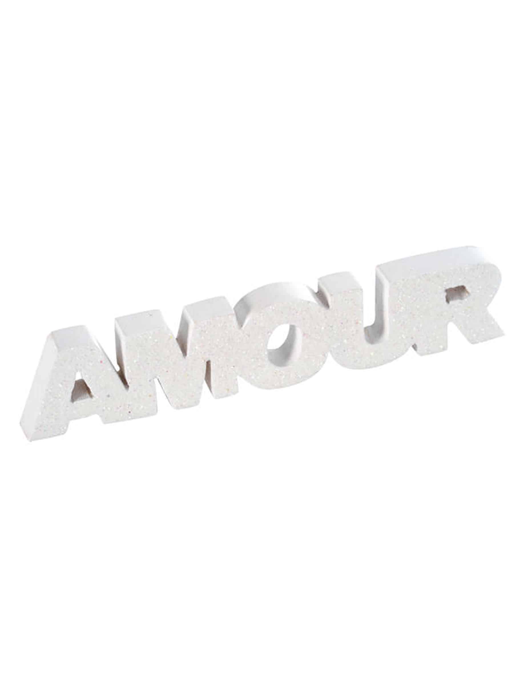 Holz Schriftzug Amour Weiß Glitzer 2
