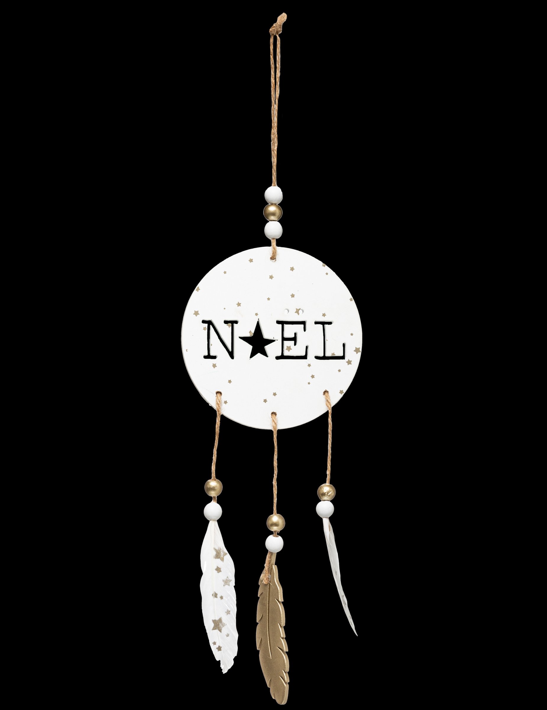 Holzanhänger Boho Federn Weihnachtsdekoration 28 cm