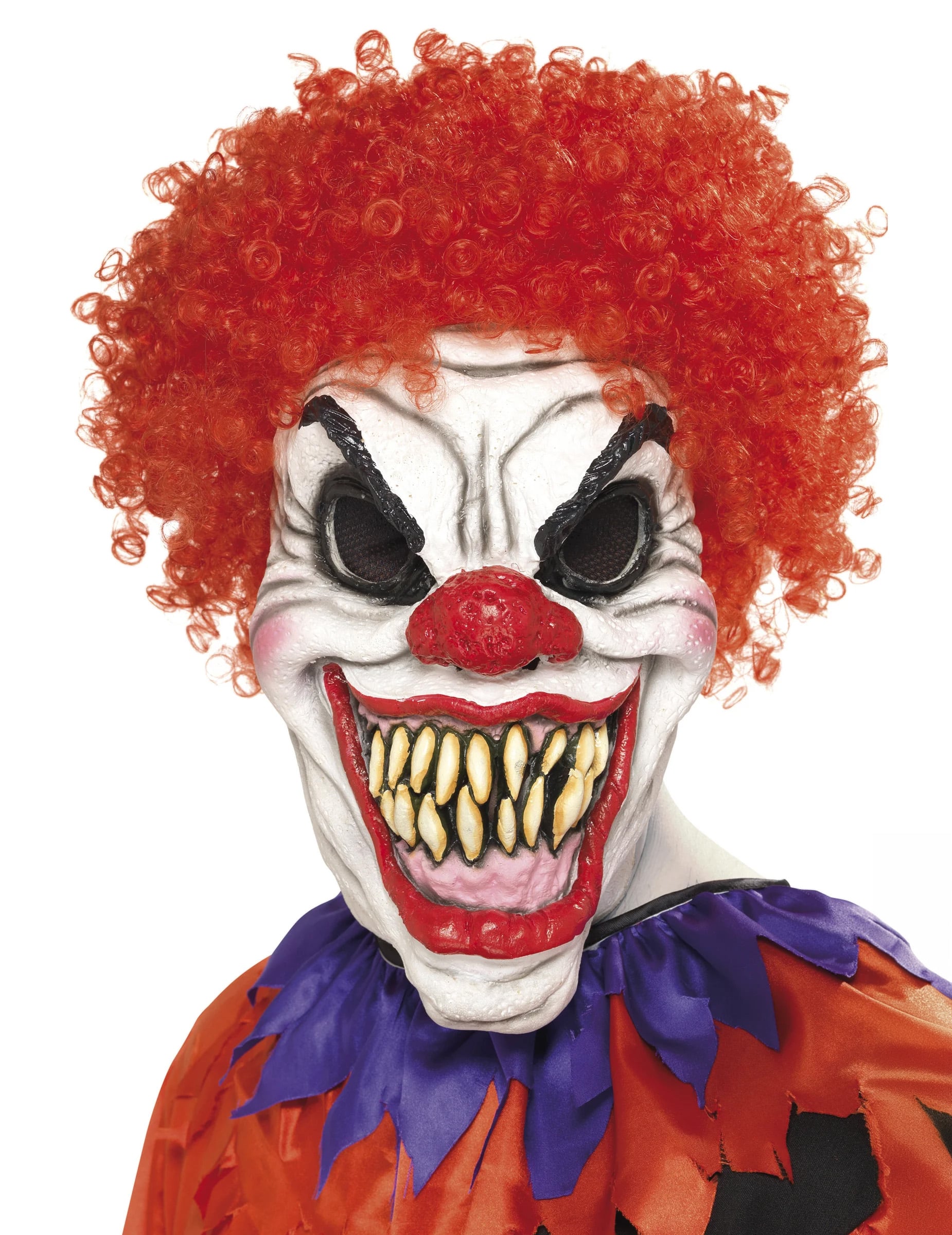 Horror-Clown Maske Halloween schwarz-rot-weiss