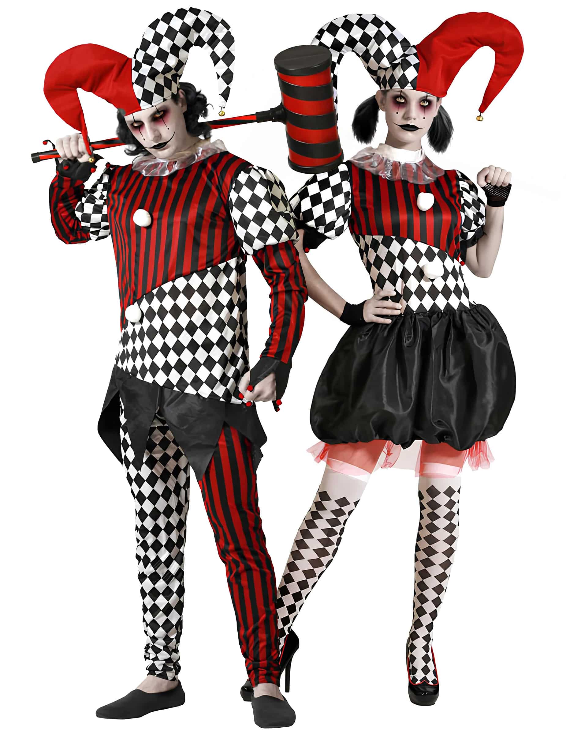 Horror Harlekin Paarkostüm für Erwachsene bunt