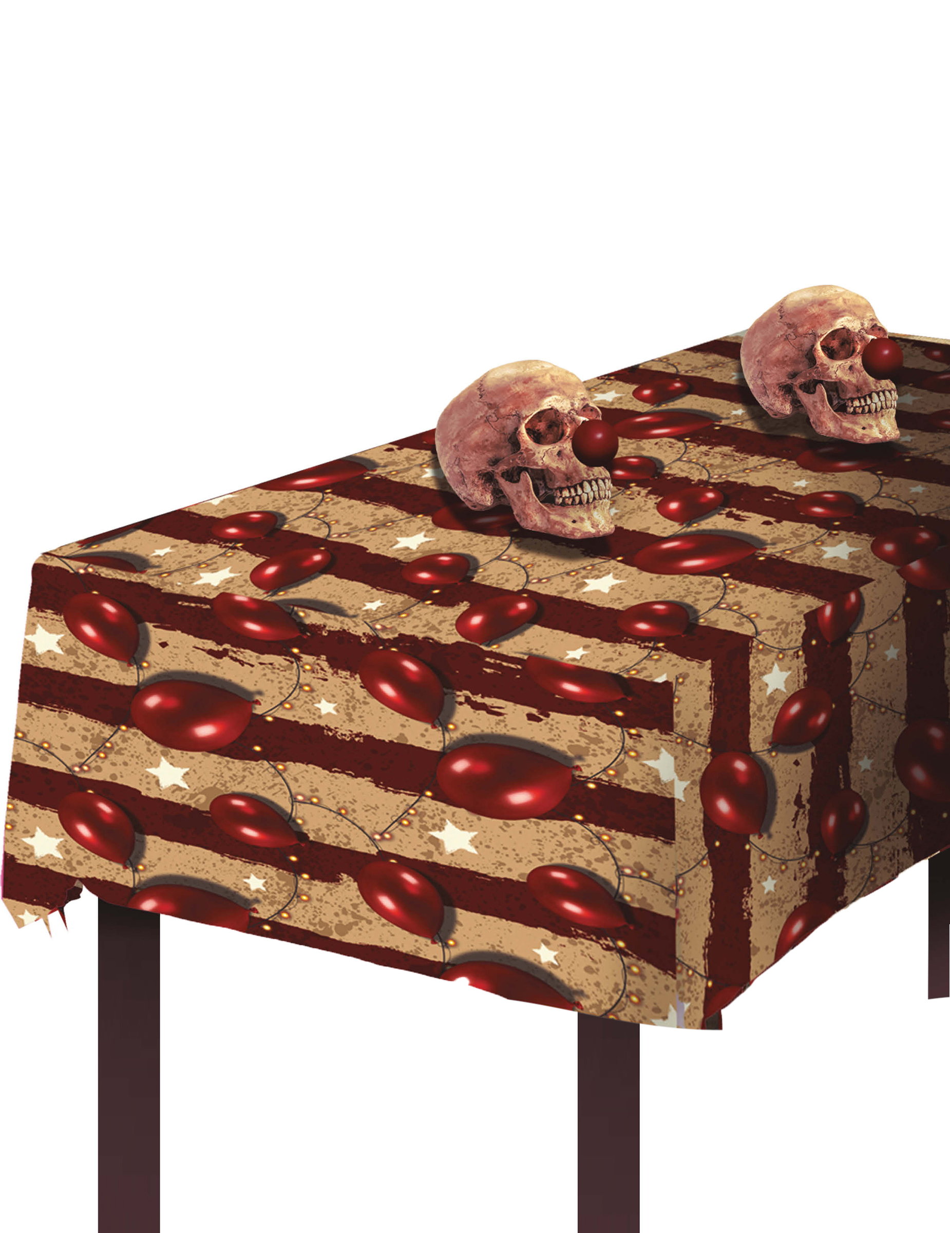 Horror-Zirkus-Tischdecke Halloween-Tischdeko rot-beige 120x180cm