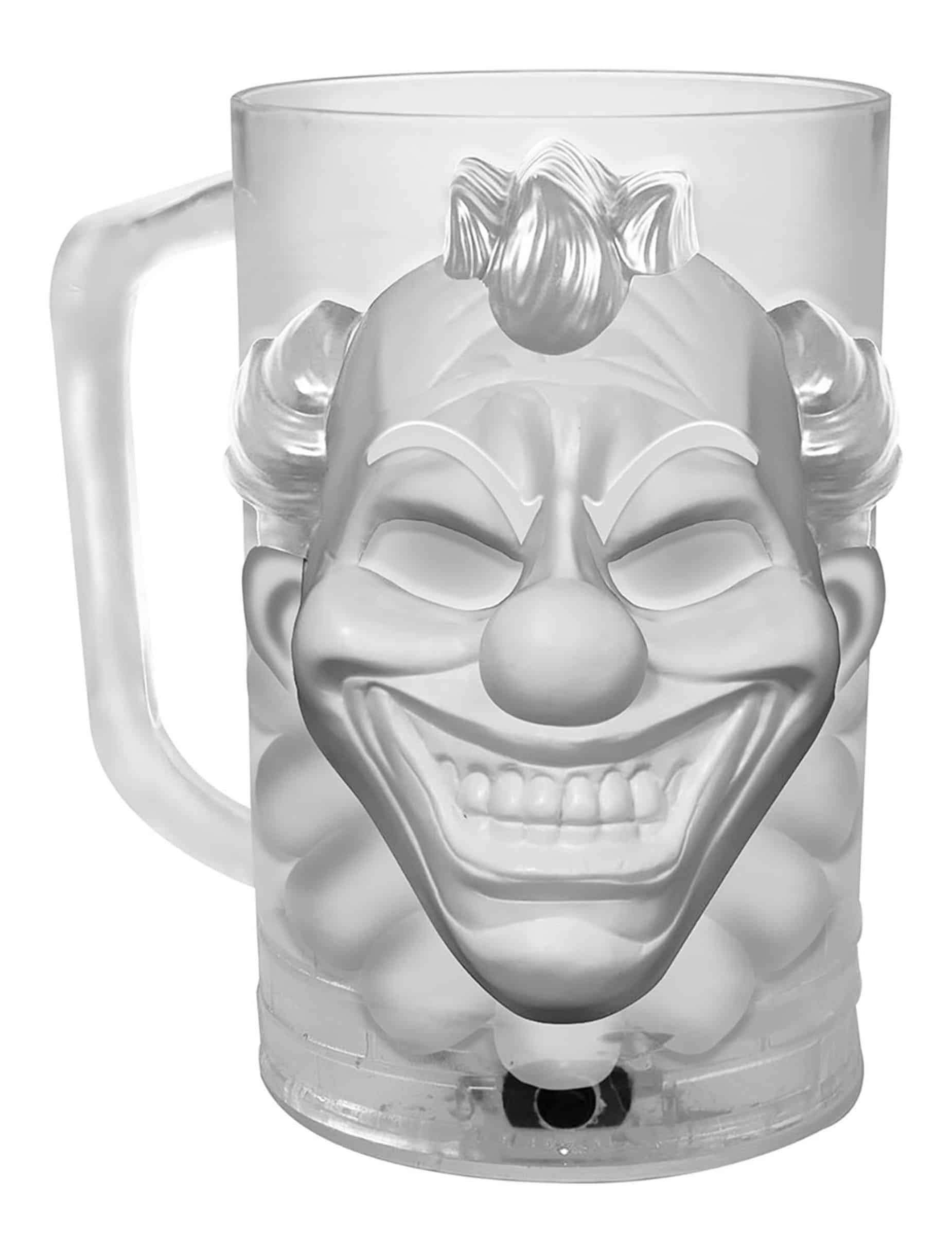 Horrorclown Bierglas mit Licht 700 ml