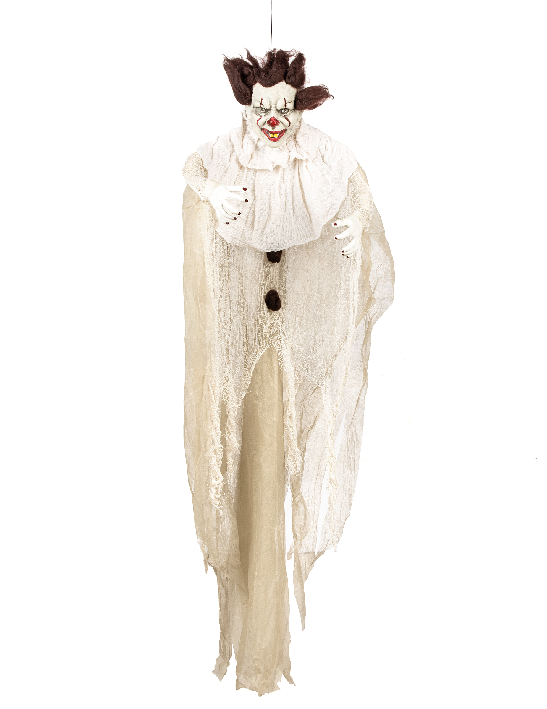 Horrorclown-Dekofigur Halloween-Deko weiss-schwarz 130 cm