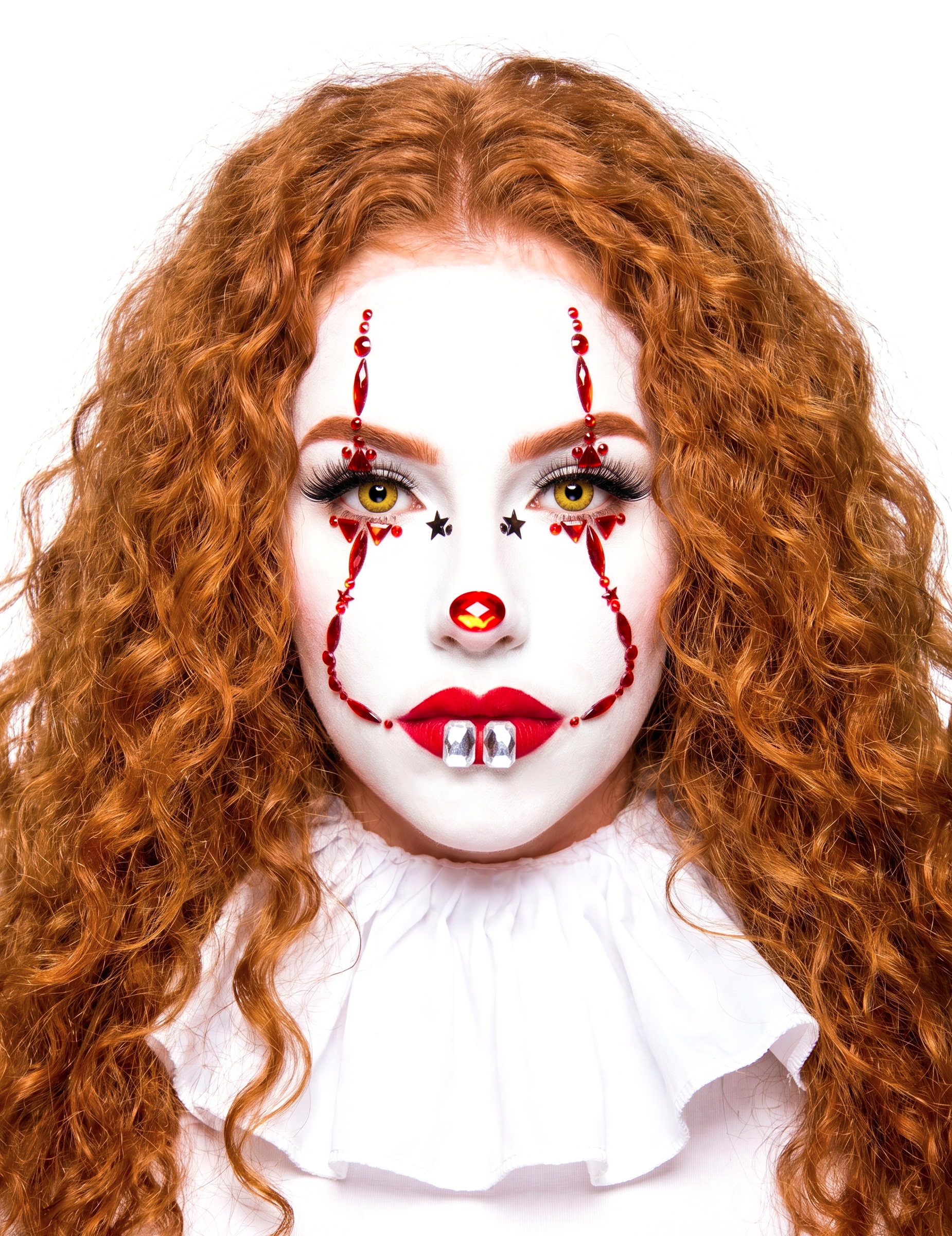Horrorclown-Glitzersteine für Damen Halloween-Make-up rot