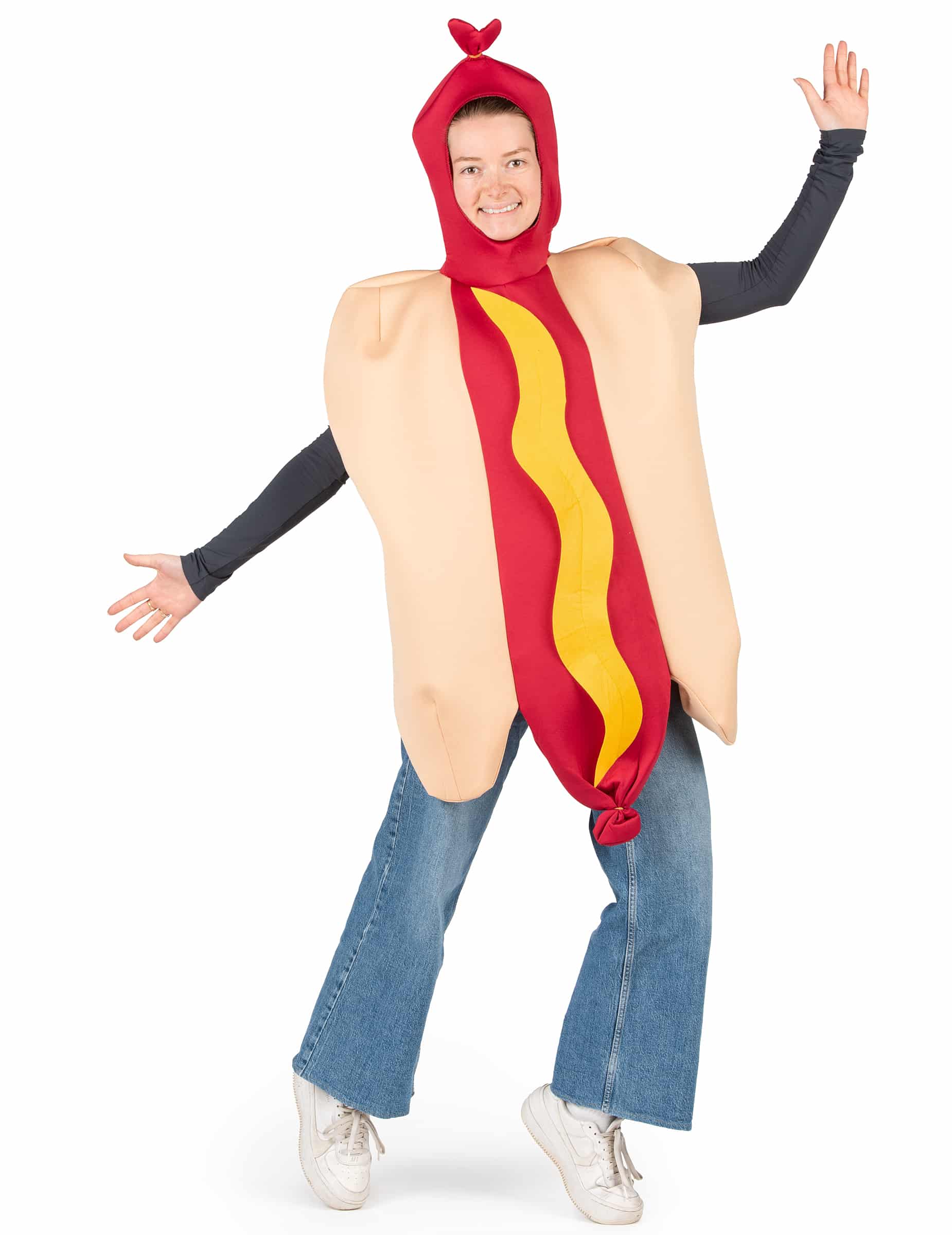 Hot-Dog-Kostüm Unisex Lebensmittel-Kostüm beige-braun-gelb