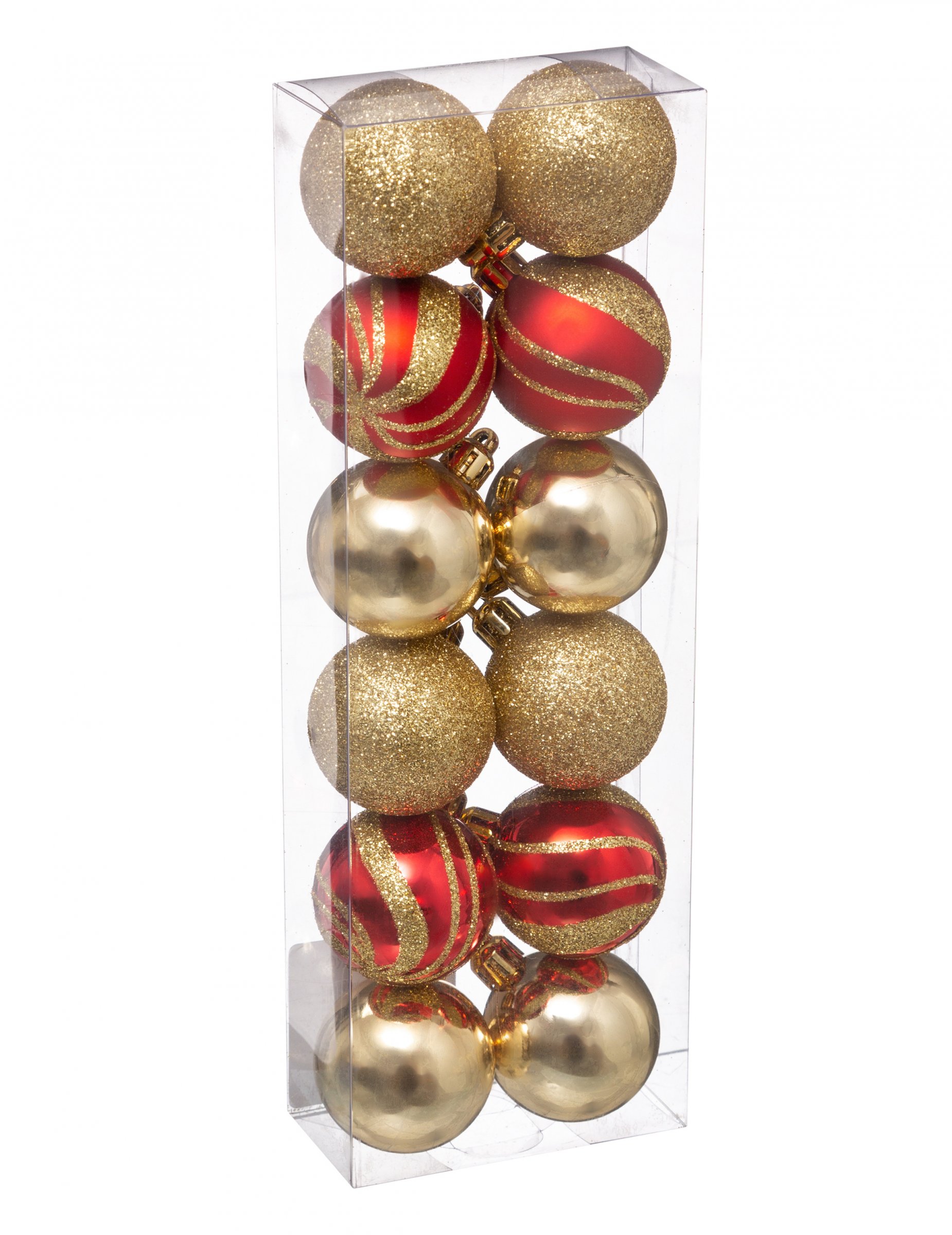 Hübsche Christbaumkugeln Weihnachts-Hängedeko 12 Stück rot-goldfarben 4 cm