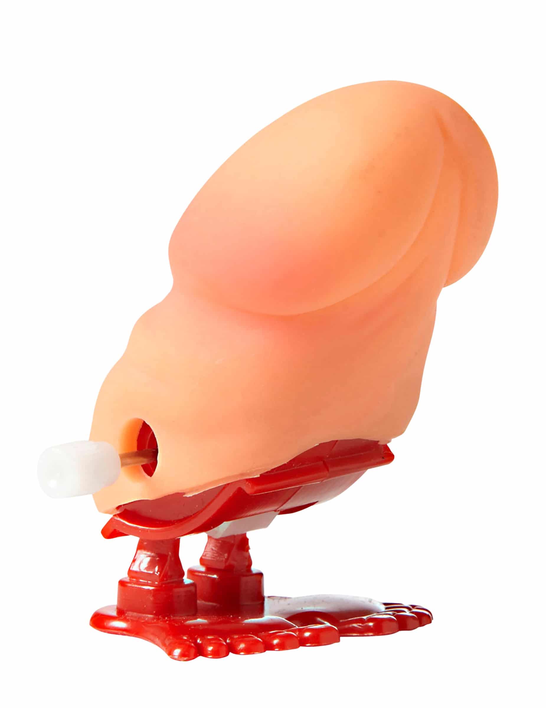 Hüpfender Aufzieh-Penis frivoler Scherzartikel rot-beige