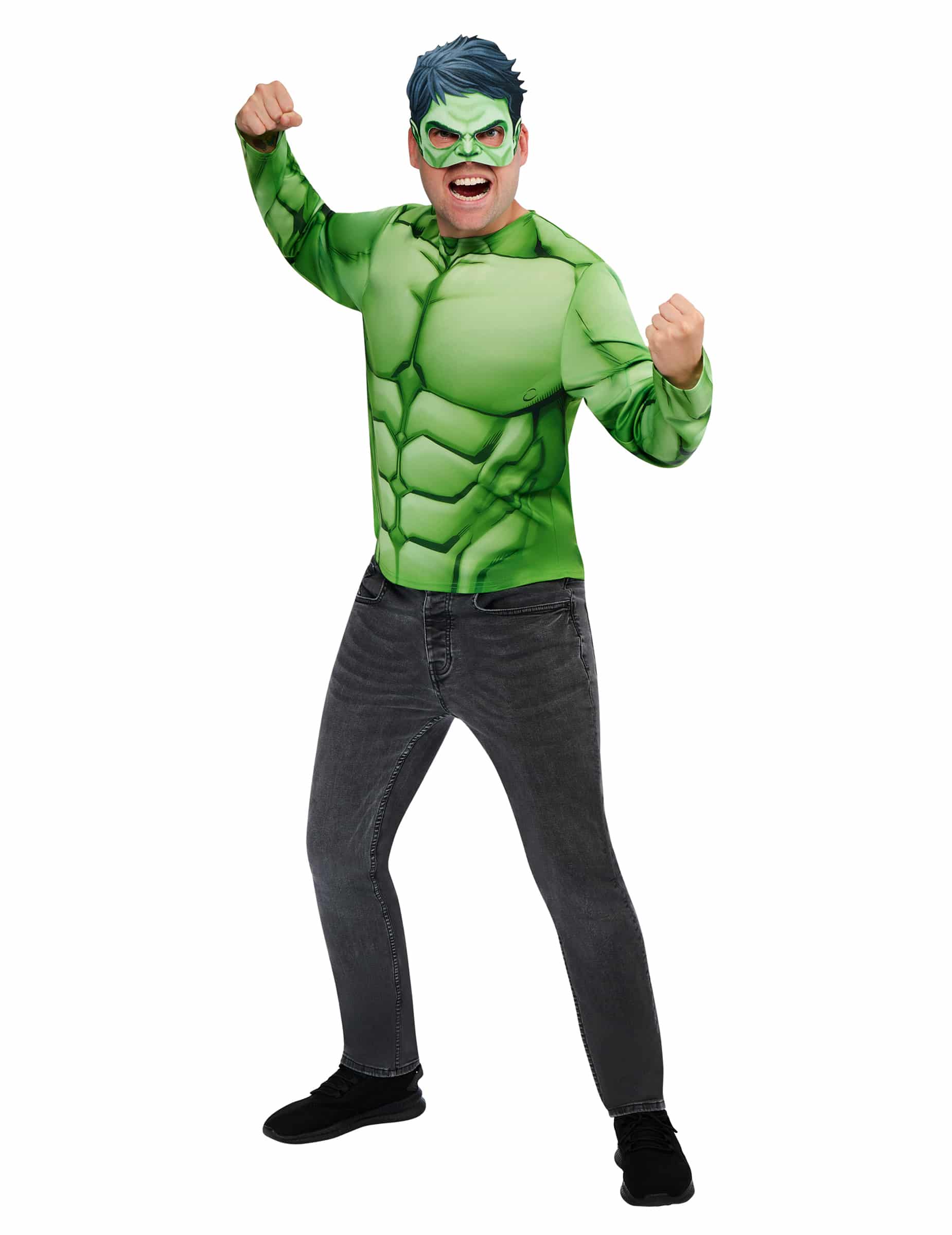Hulk-Set mit Oberteil und Maske für Erwachsene