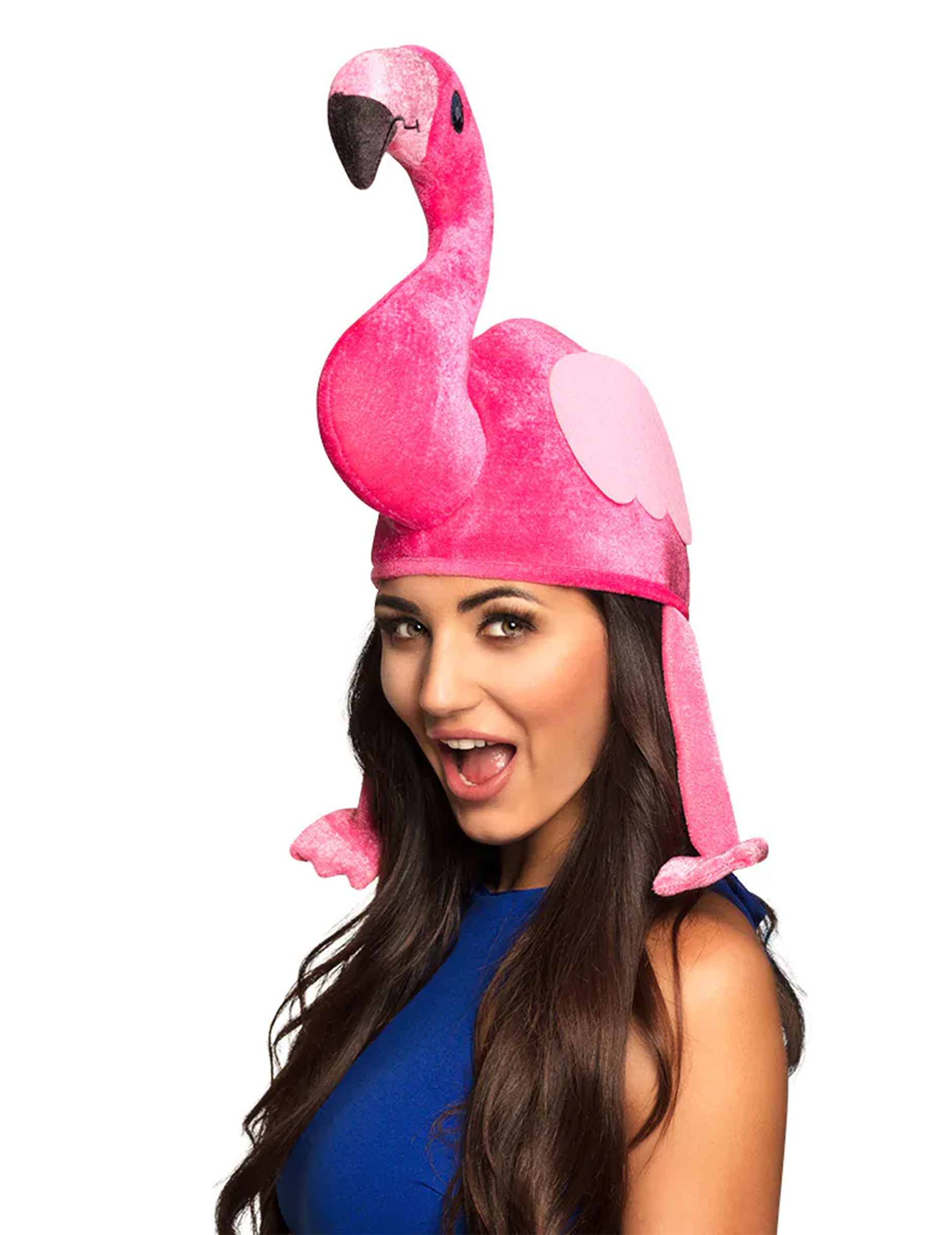 Humorvoller Flamingo-Hut für Erwachsene pink-schwarz-gelb