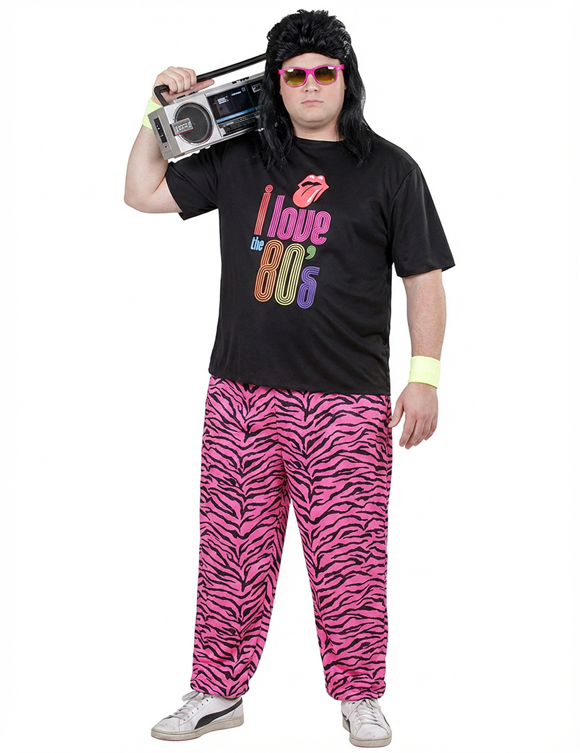 I Love 80s Joggingkostüm für Herren in Übergröße Bad Taste bunt