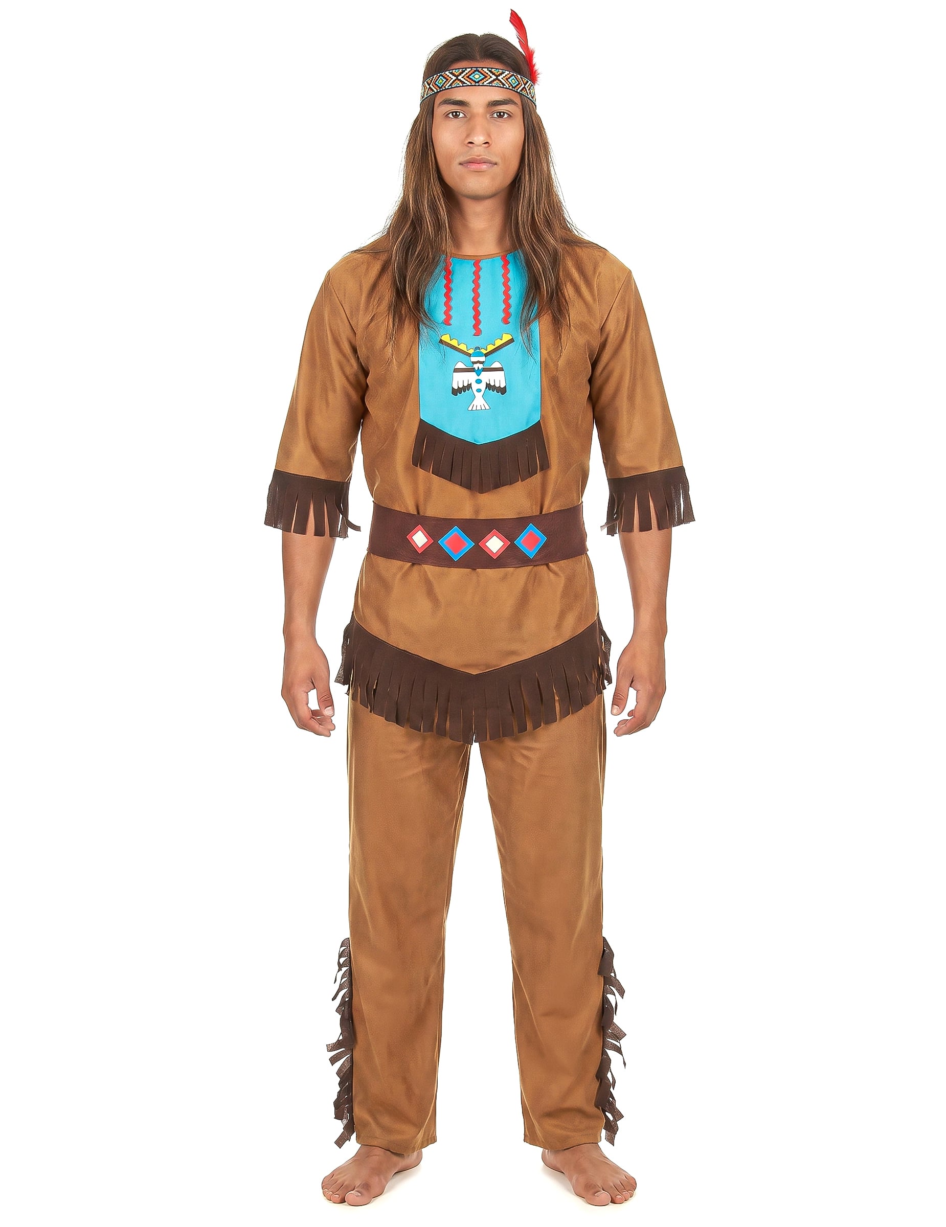 Indianer Herren-Kostüm braun-bunt