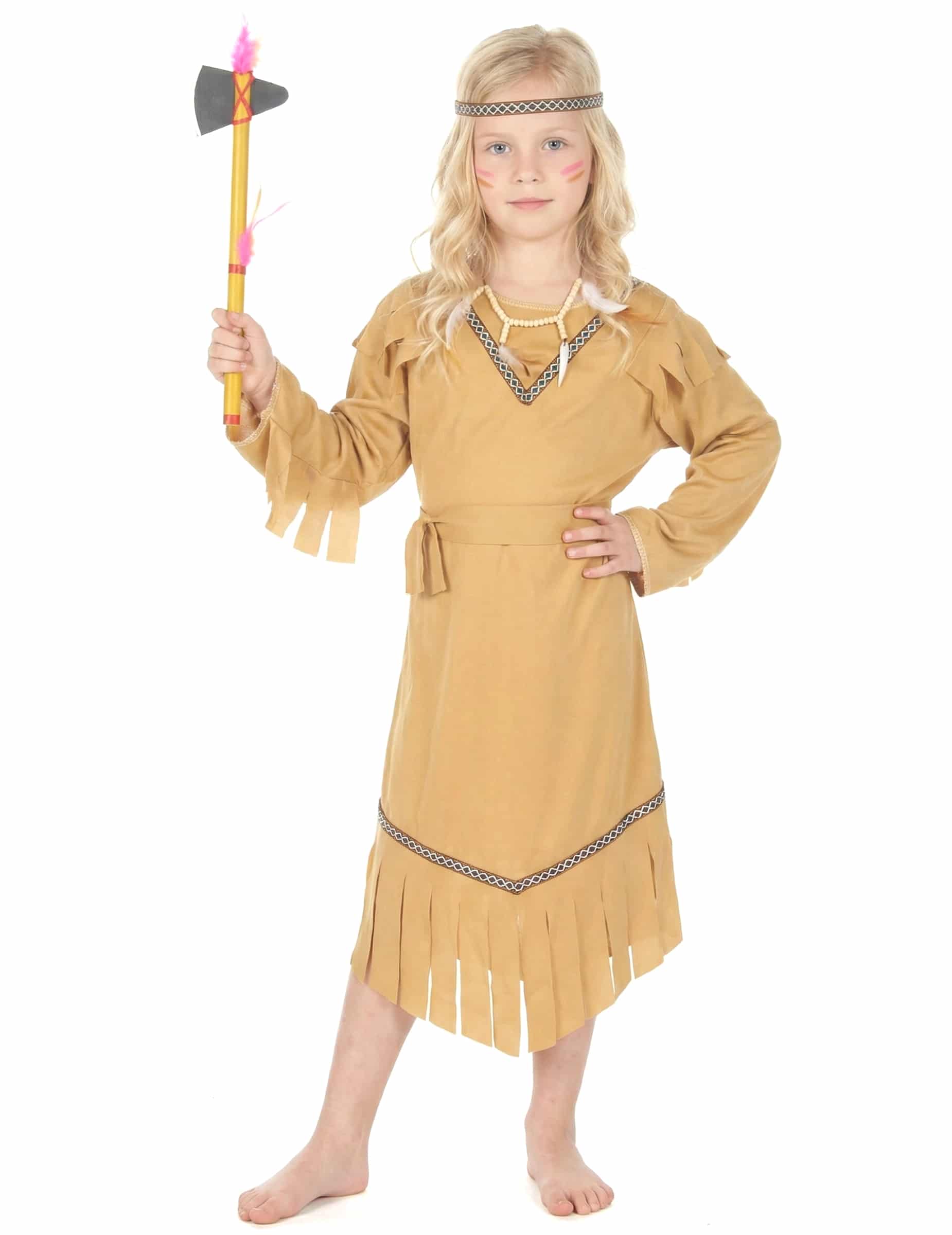 Indianerinnen Kinderkostüm Wilder Westen beige