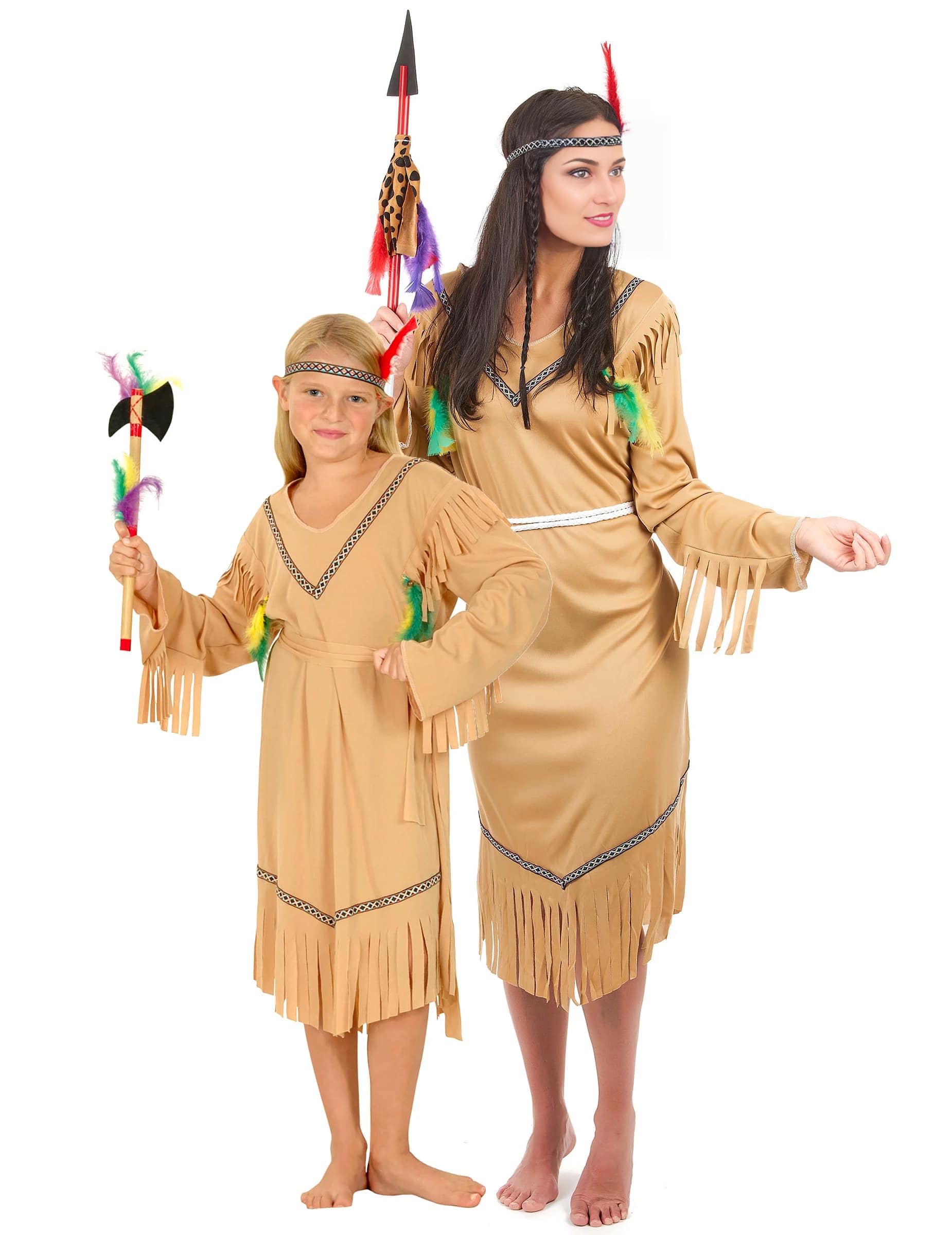 Indianerinnen-Paarkostüm Mutter-Tochter bunt