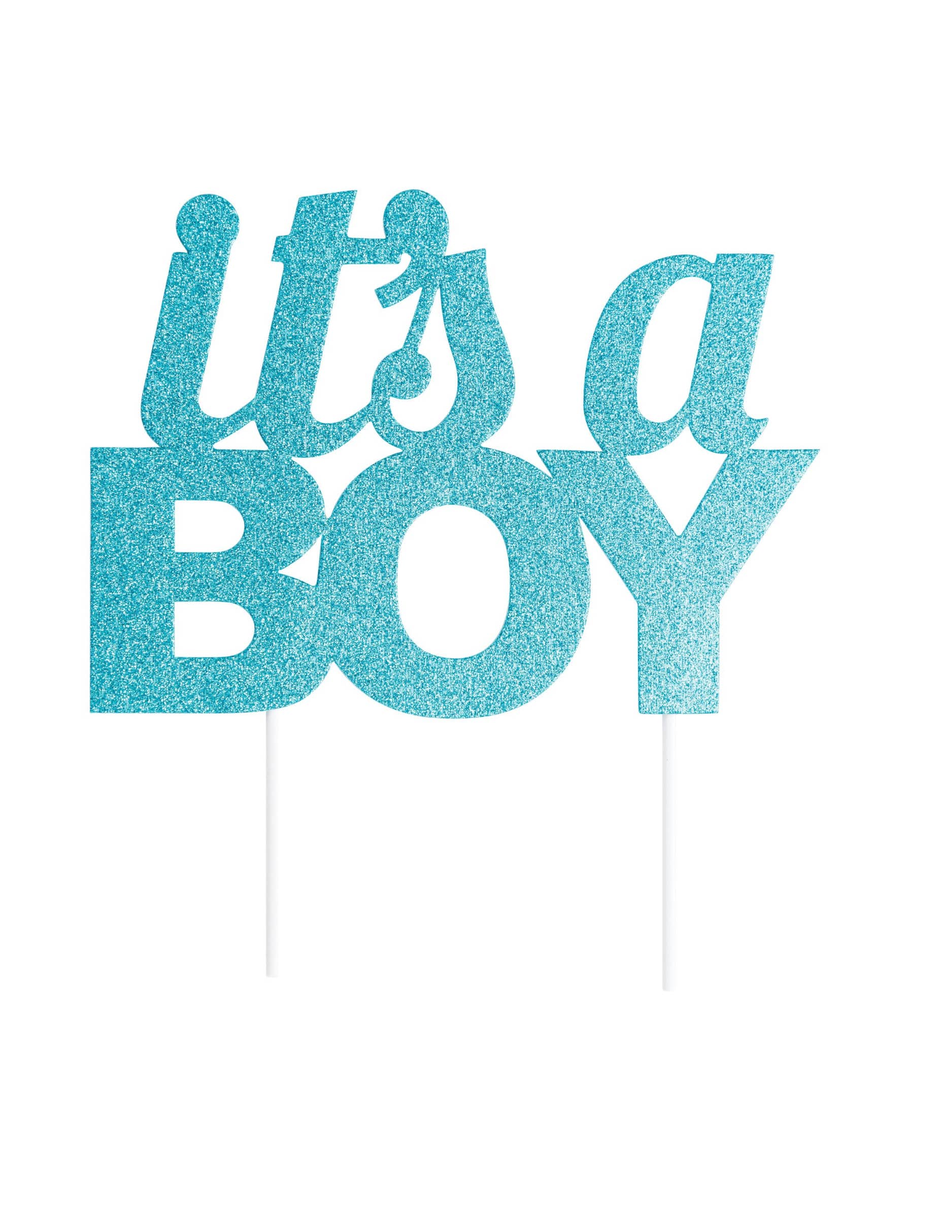 It's a Boy Cake Topper 20 cm Blau mit Glitzer
