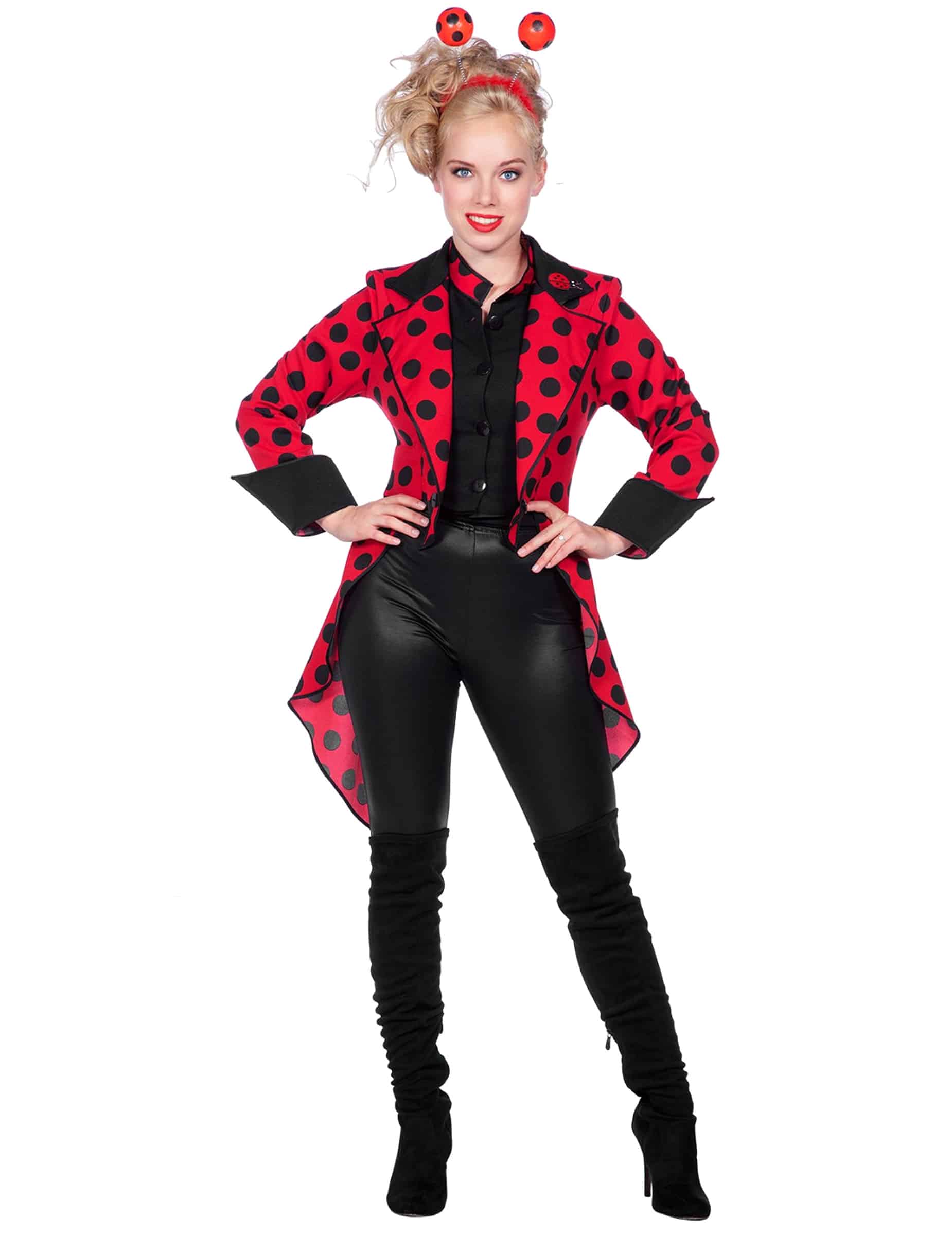 Jacke für Damen mit Fledermausärmeln und Schleife Schwarz Rot