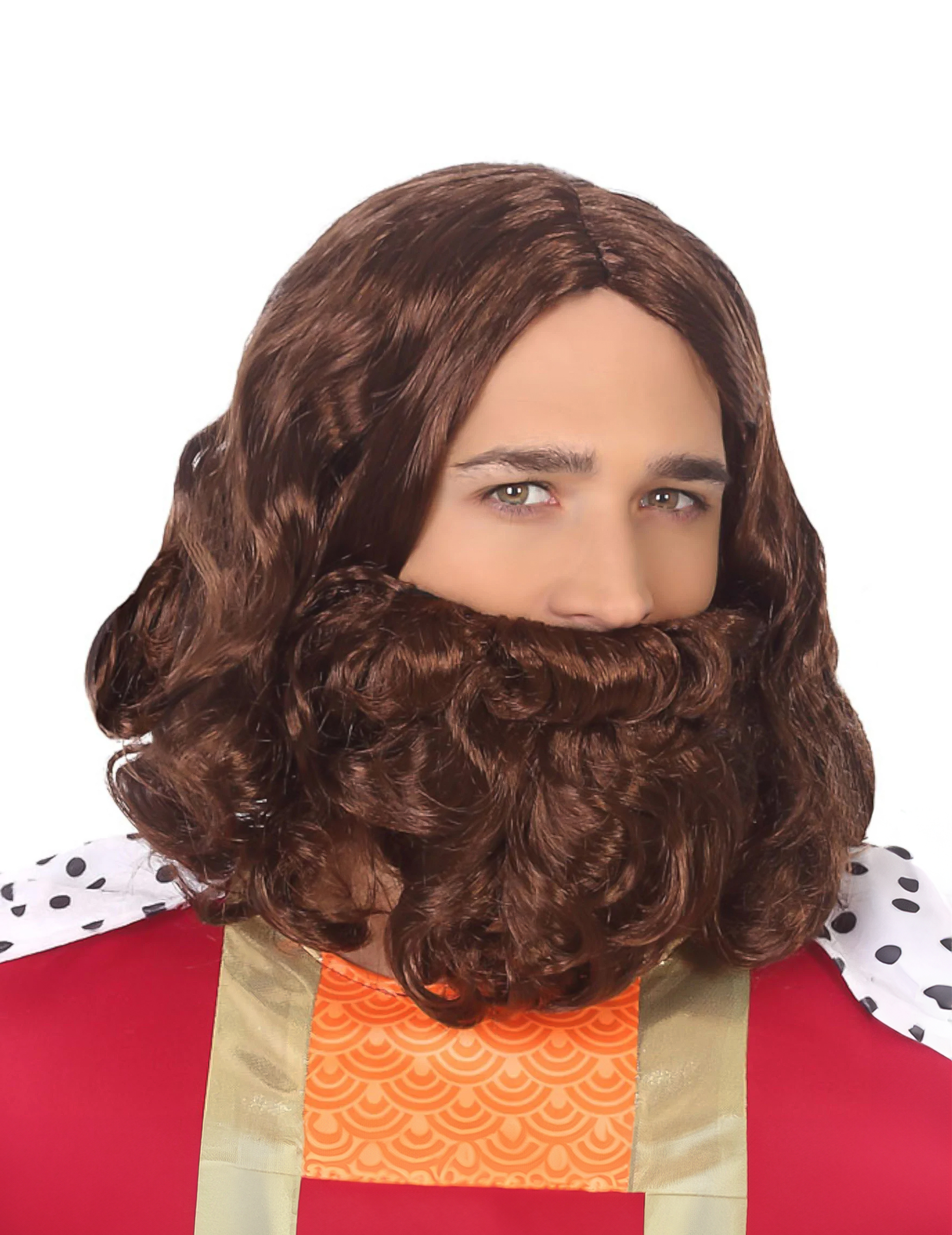 Jesus-Perücke mit Bart für Erwachsene braun