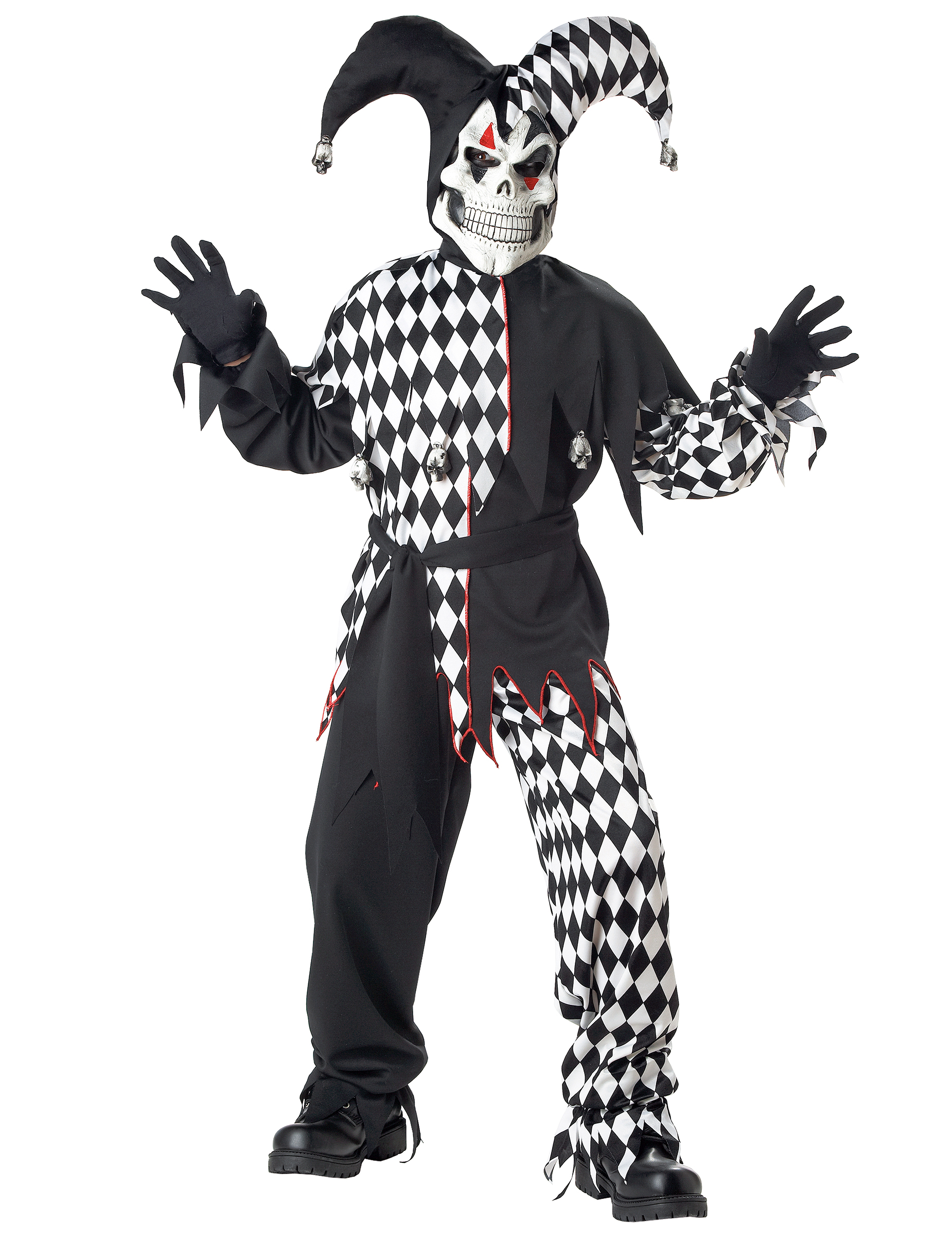 Joker-Kostüm für Kinder Halloweenkostüm schwarz-weiß