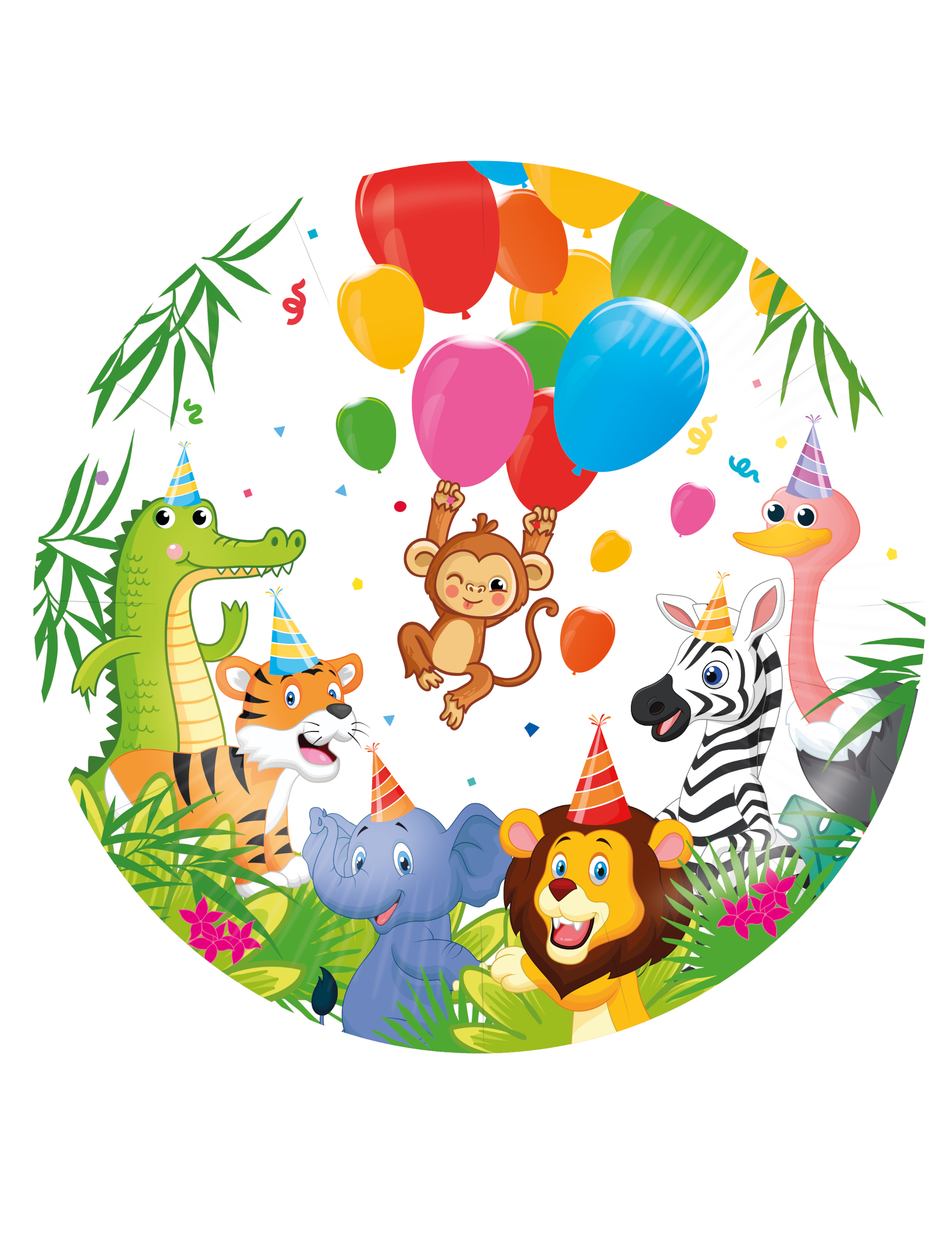 Jungle Balloons Folienballon 46 cm Dschungeltiere