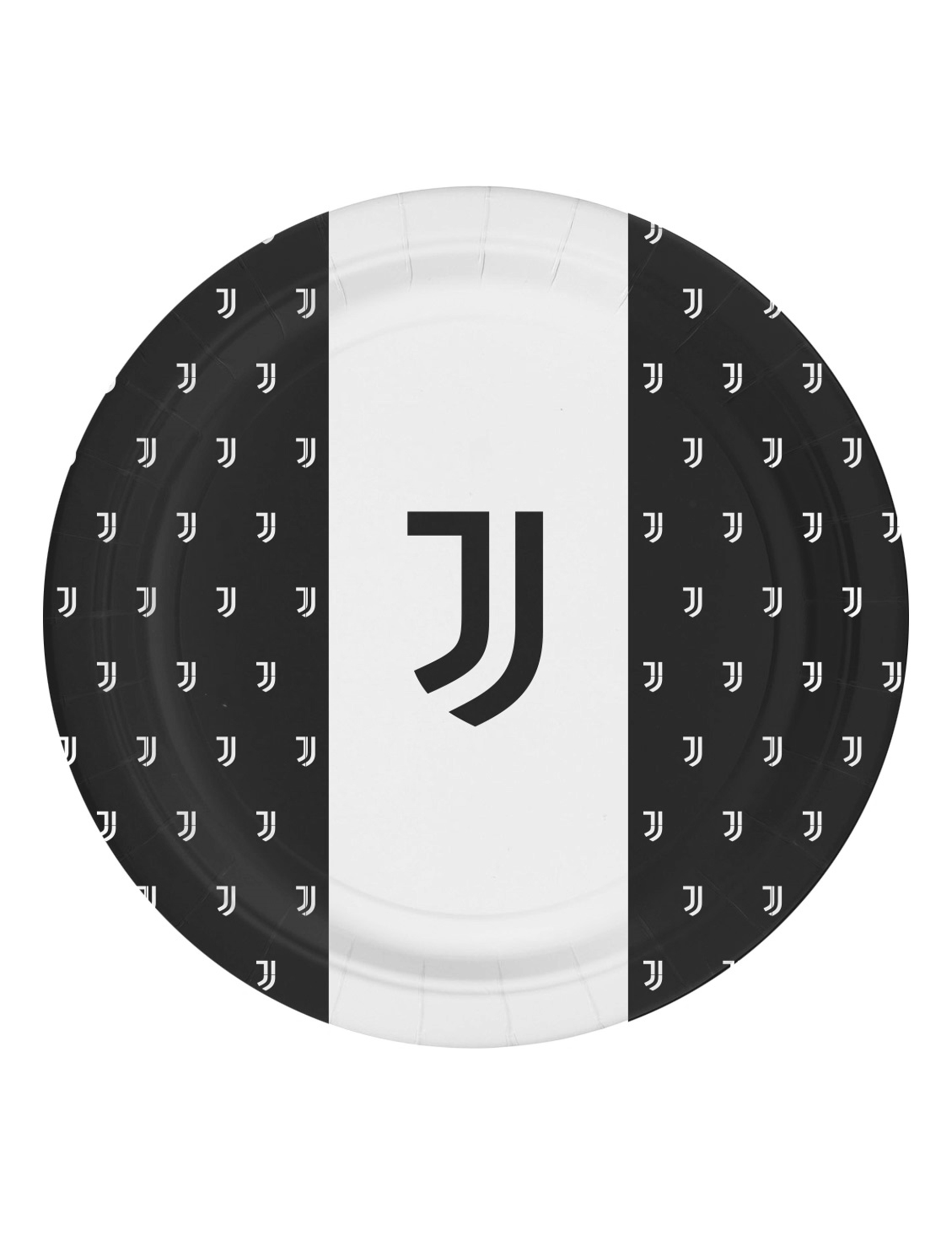 Juventus-Papierteller Tischdeko 8 Stück schwarz-weiss 23cm