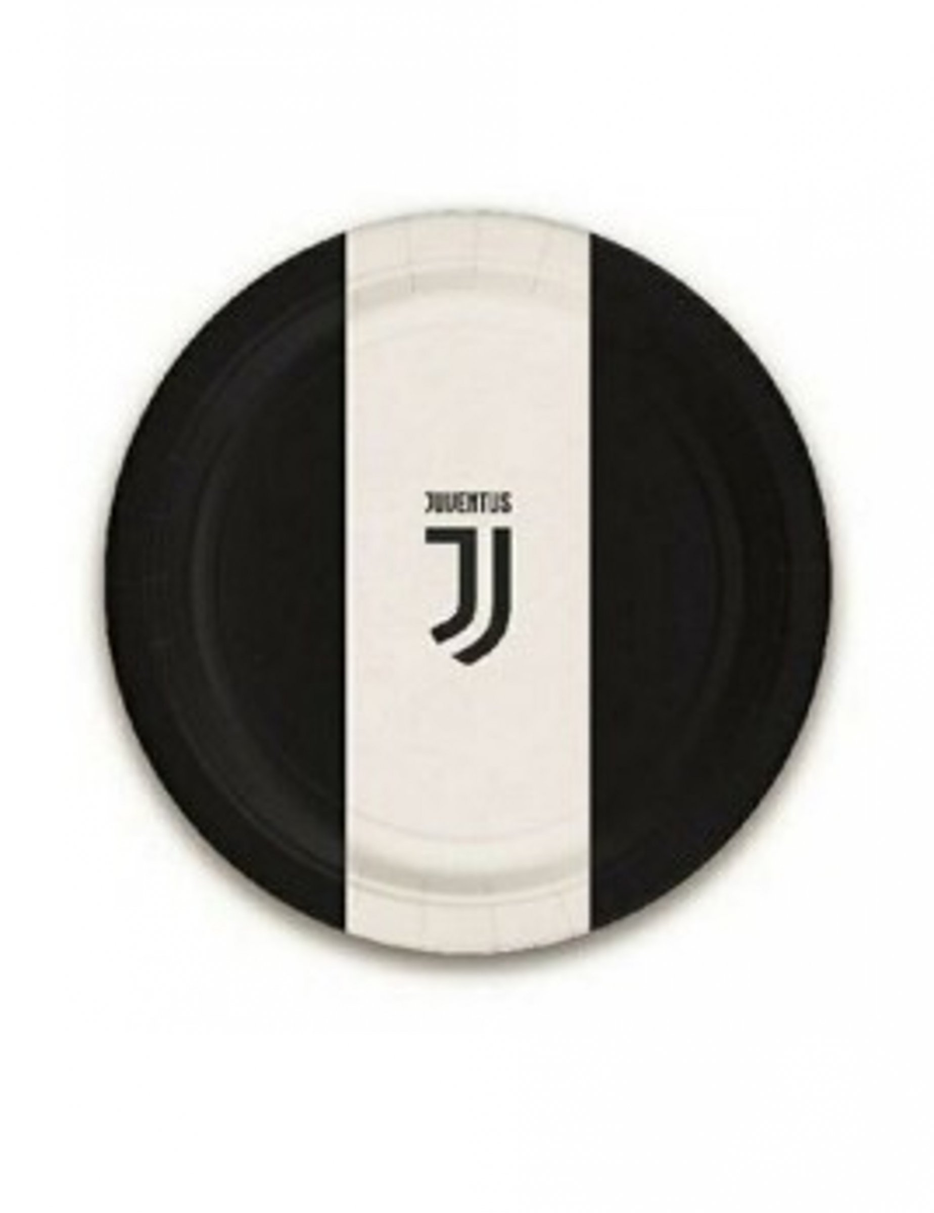 Juventus-Pappteller klein Tischdeko 8 Stück schwarz-weiss 18cm