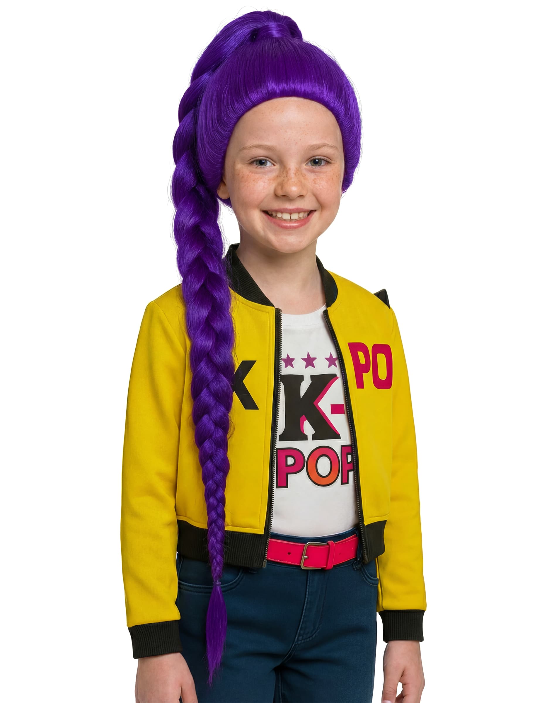 K-Pop Perücke Zopf Violett für Kinder