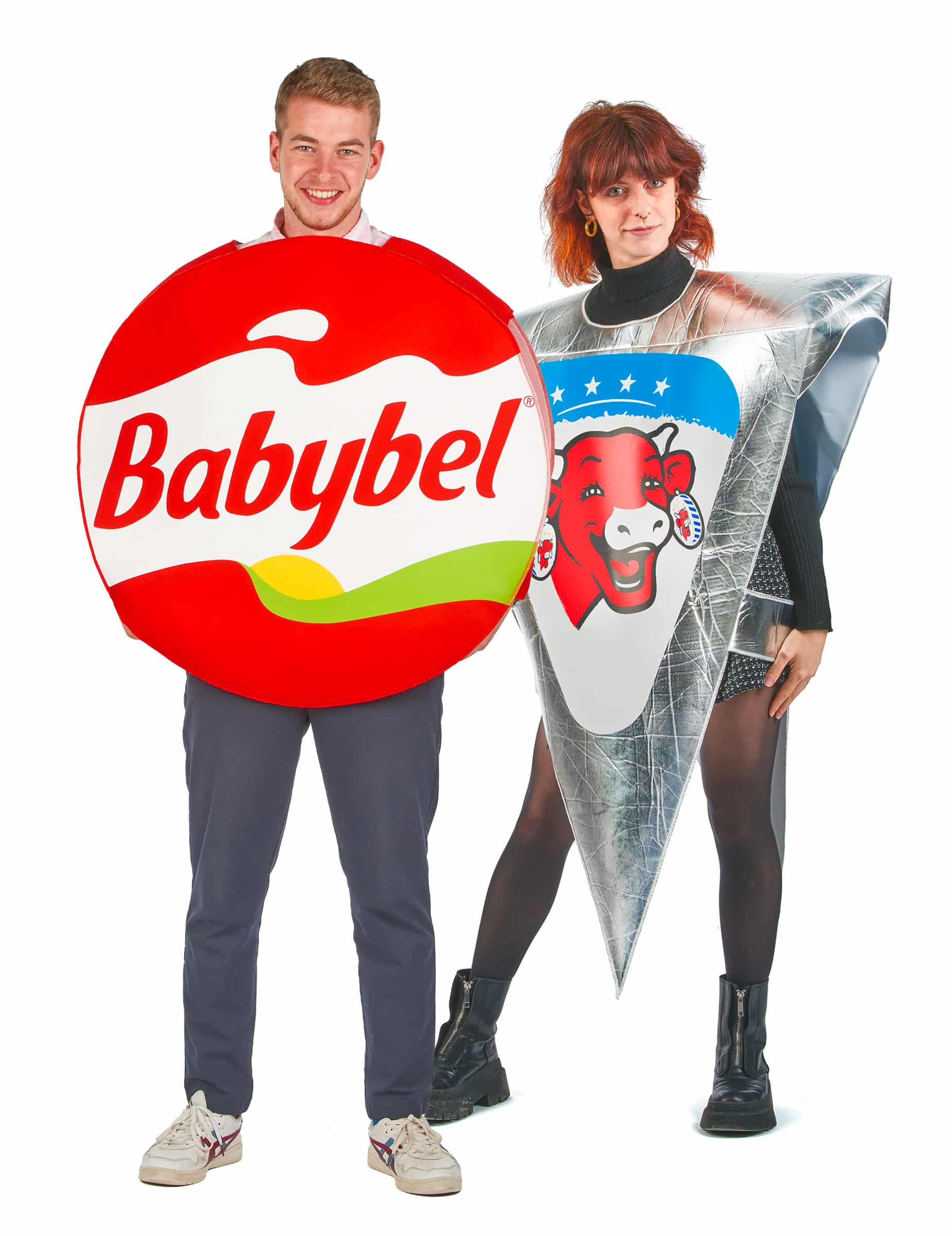 Käse-Paarkostüm für Erwachsene Babybel und Vache qui rit bunt