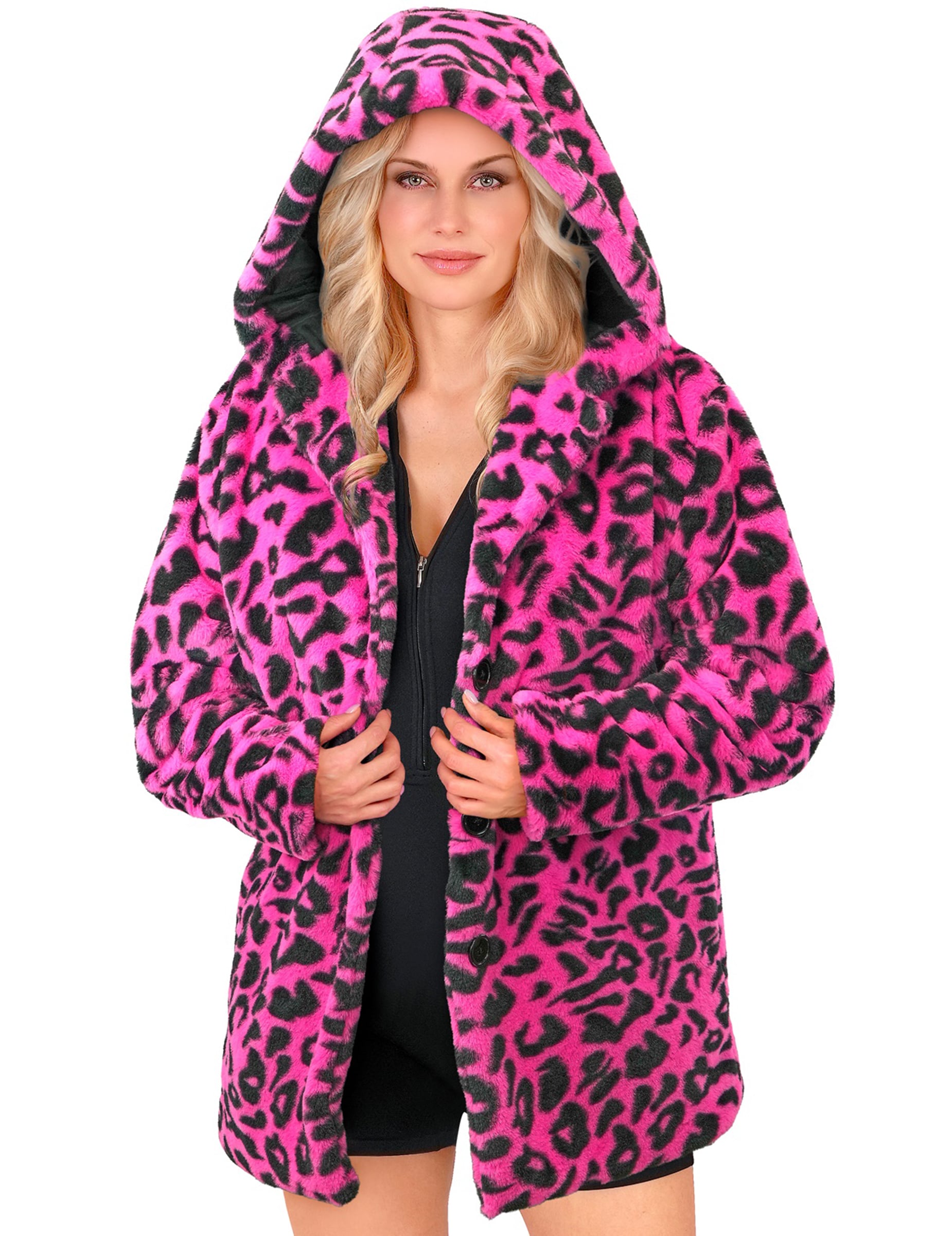 Kapuzenjacke Leopardenmuster rosa Erwachsene