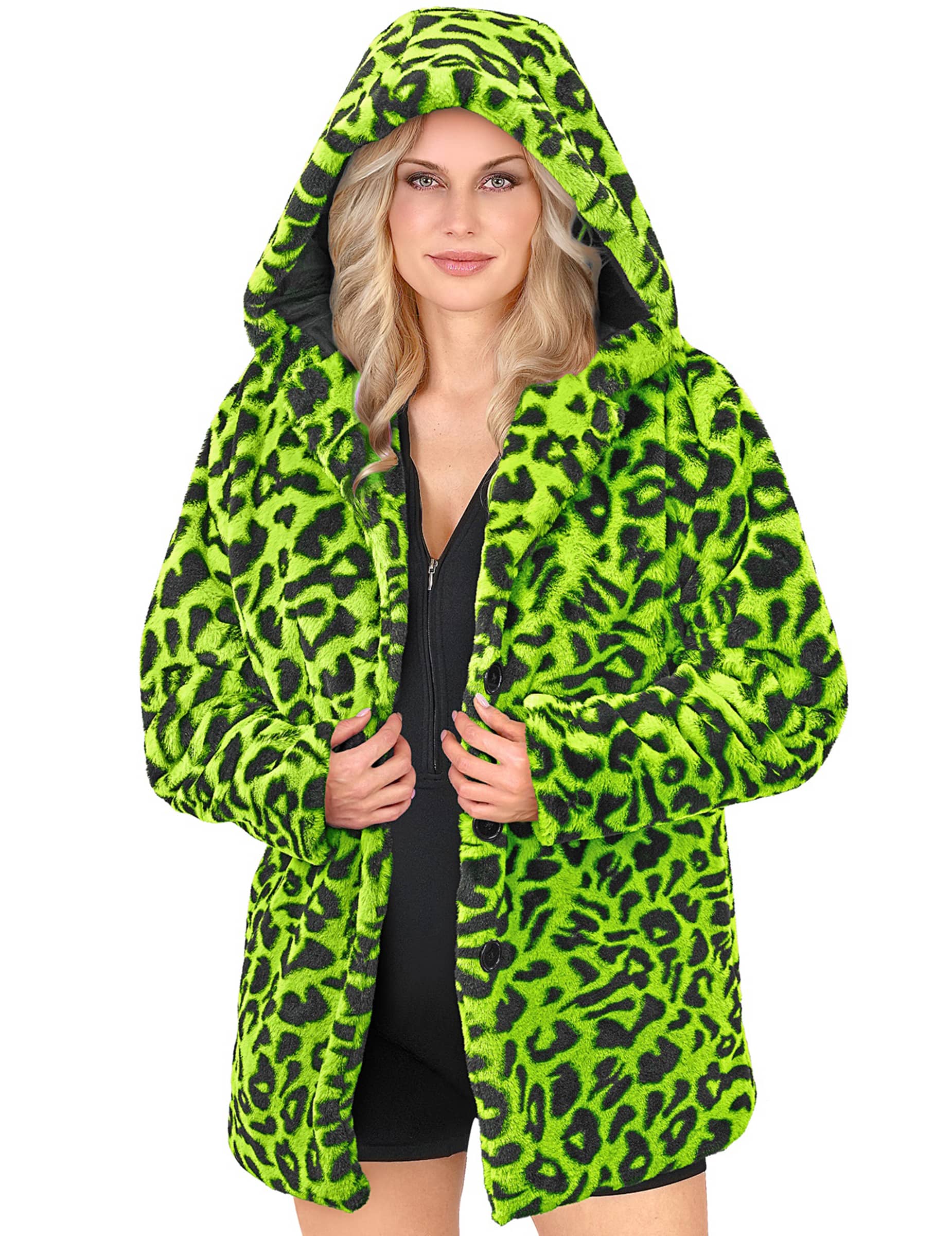 Kapuzenjacke mit Leopardenmuster in Grün für Erwachsene