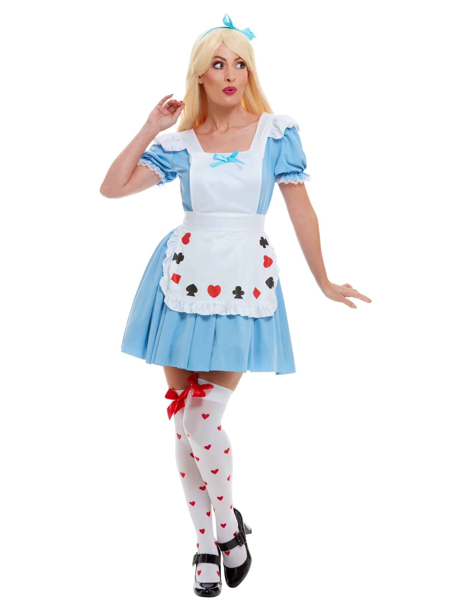 Kartenspiel Dirndl Damenkostüm Märchen blau-weiss