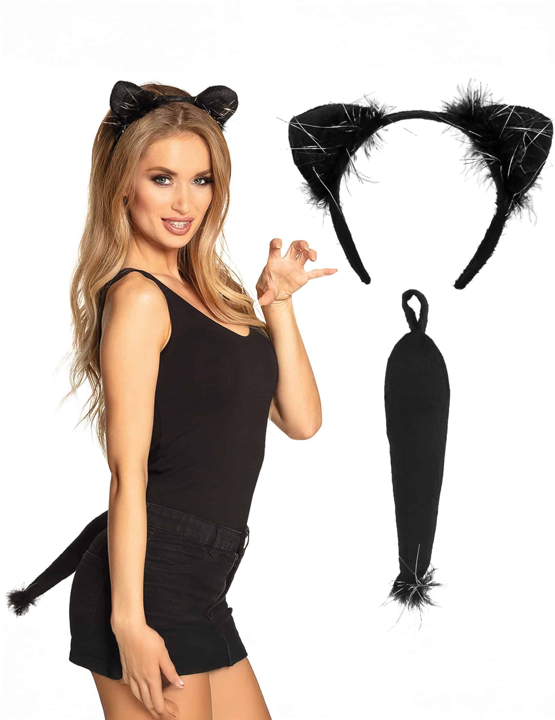 Katzen Accessoire-Set 2-teilig schwarz