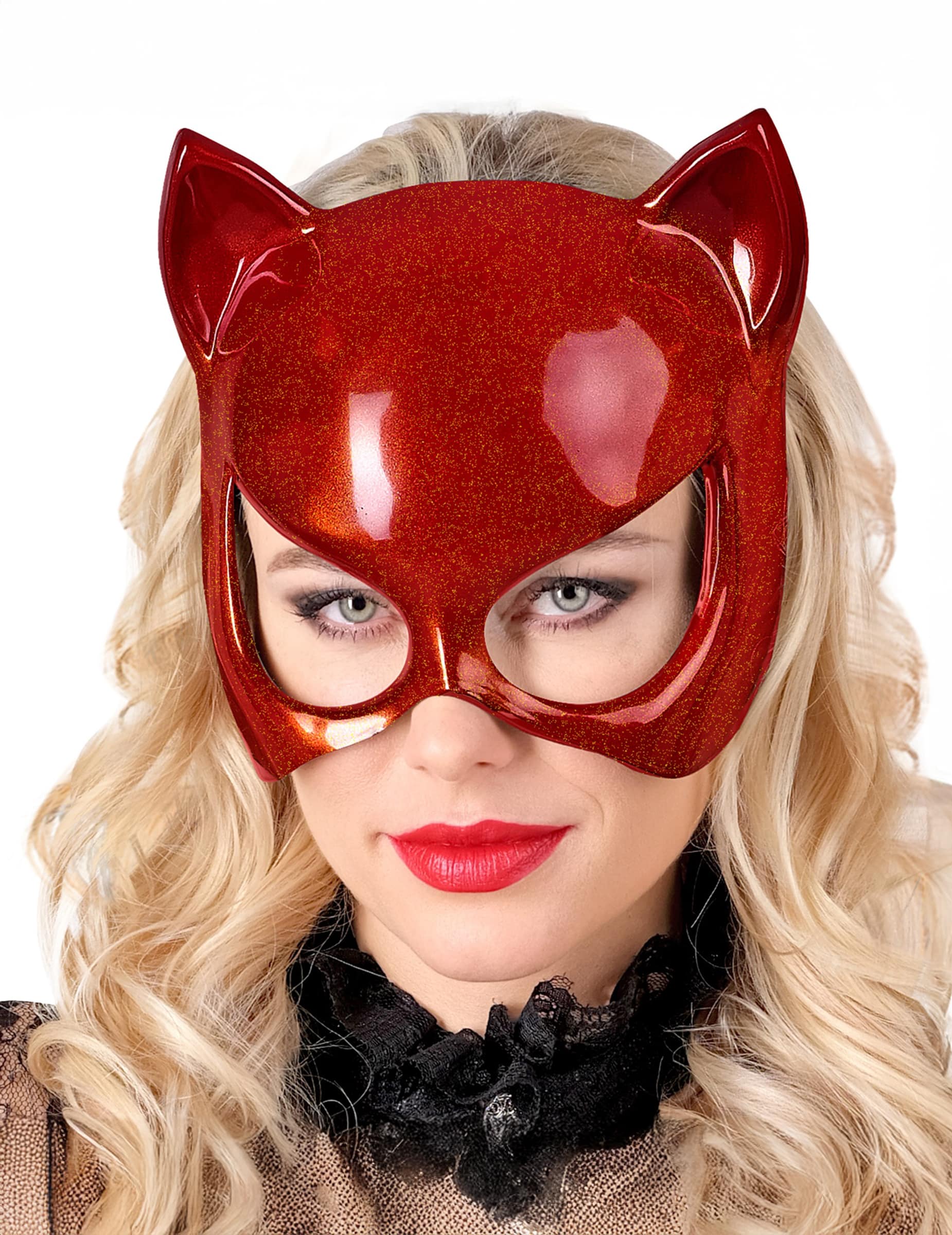 Katzenmaske für Erwachsene rot