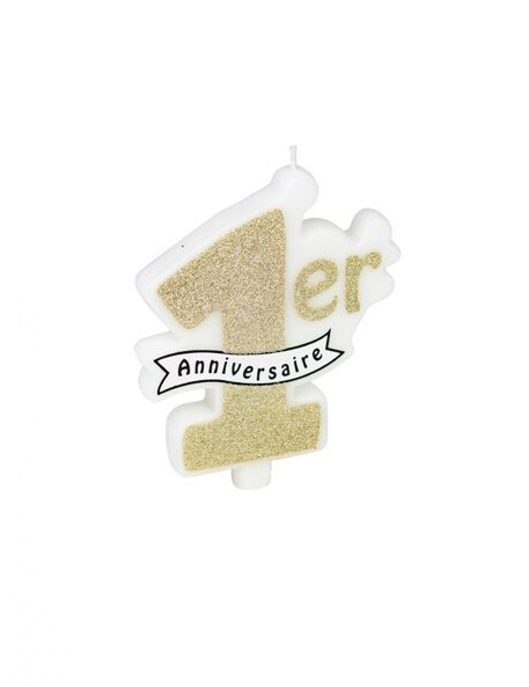 Kerze 1. Geburtstag Champagner 10 x 8 cm