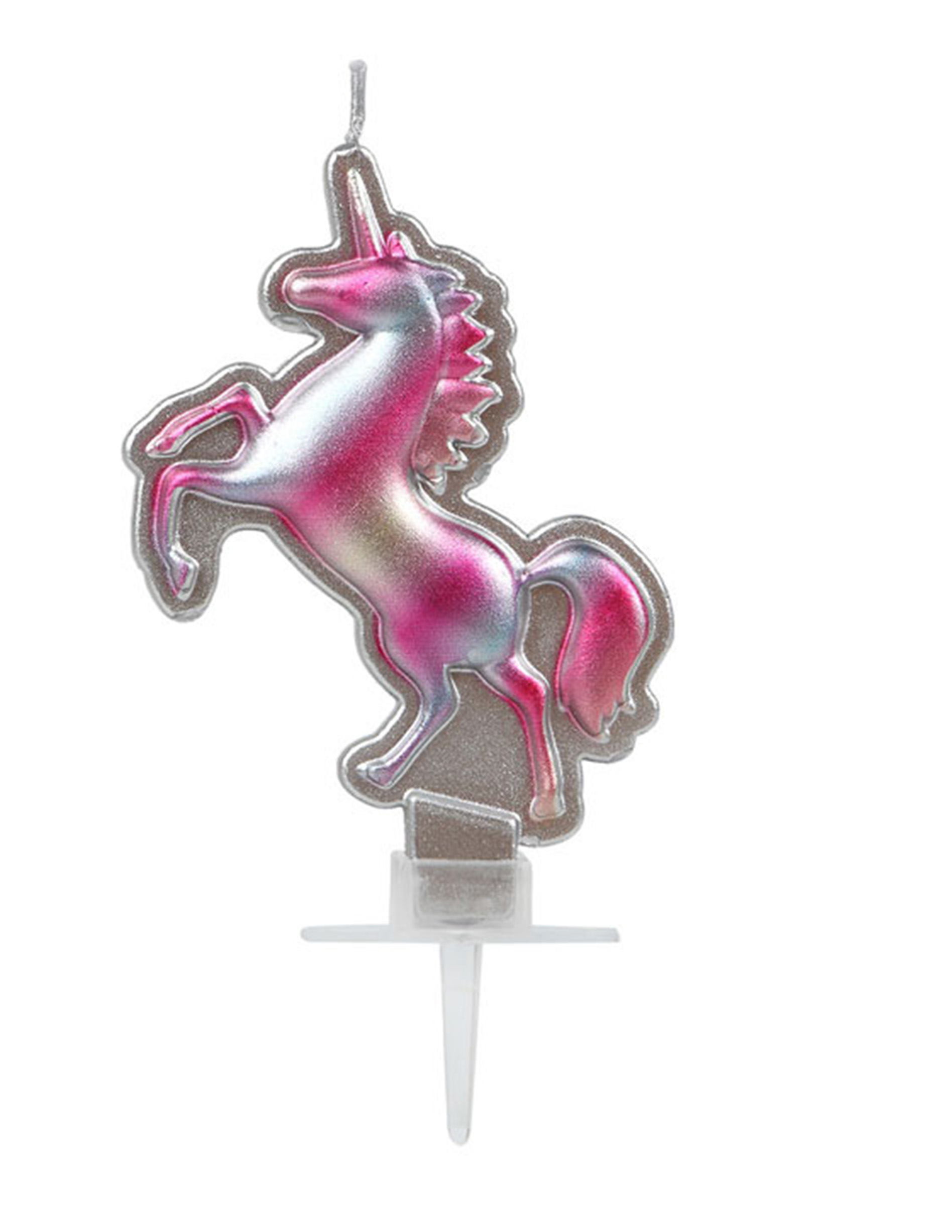 Kerze Einhorn Rosa Silber 16x9cm