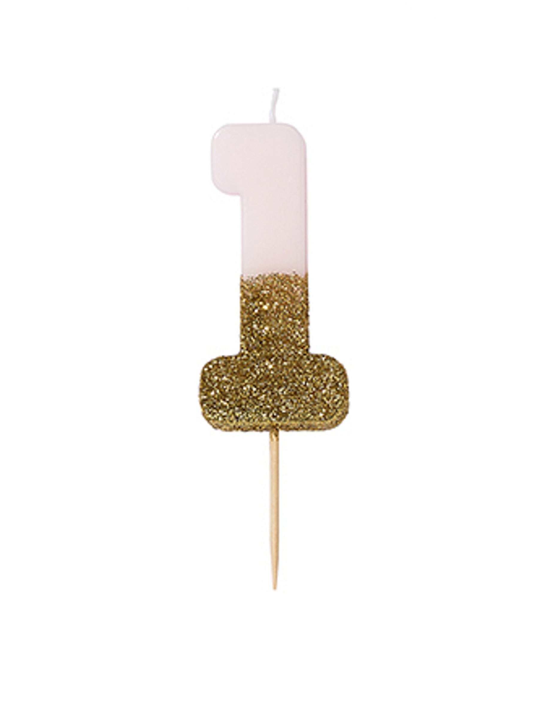 Kerze Zahl 1 Piekser Rosa Gold 13