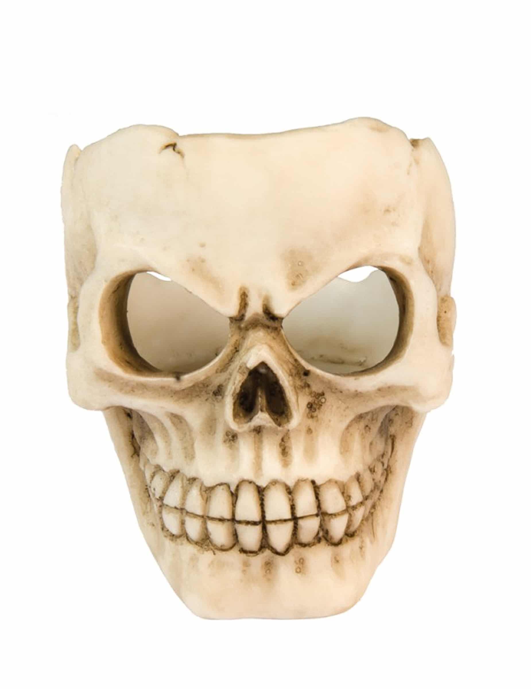 Kerzenhalter mit grinsendem Totenkopf