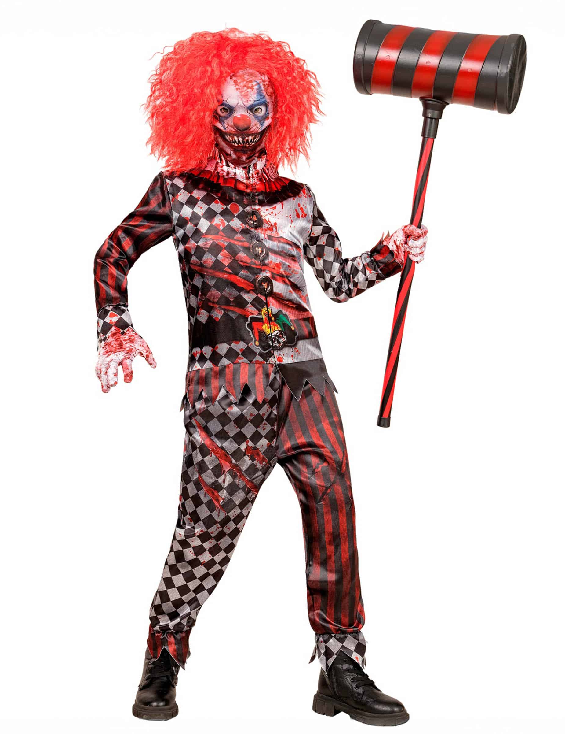Killerclown Kostüm für Kinder Schwarz Rot Halloween