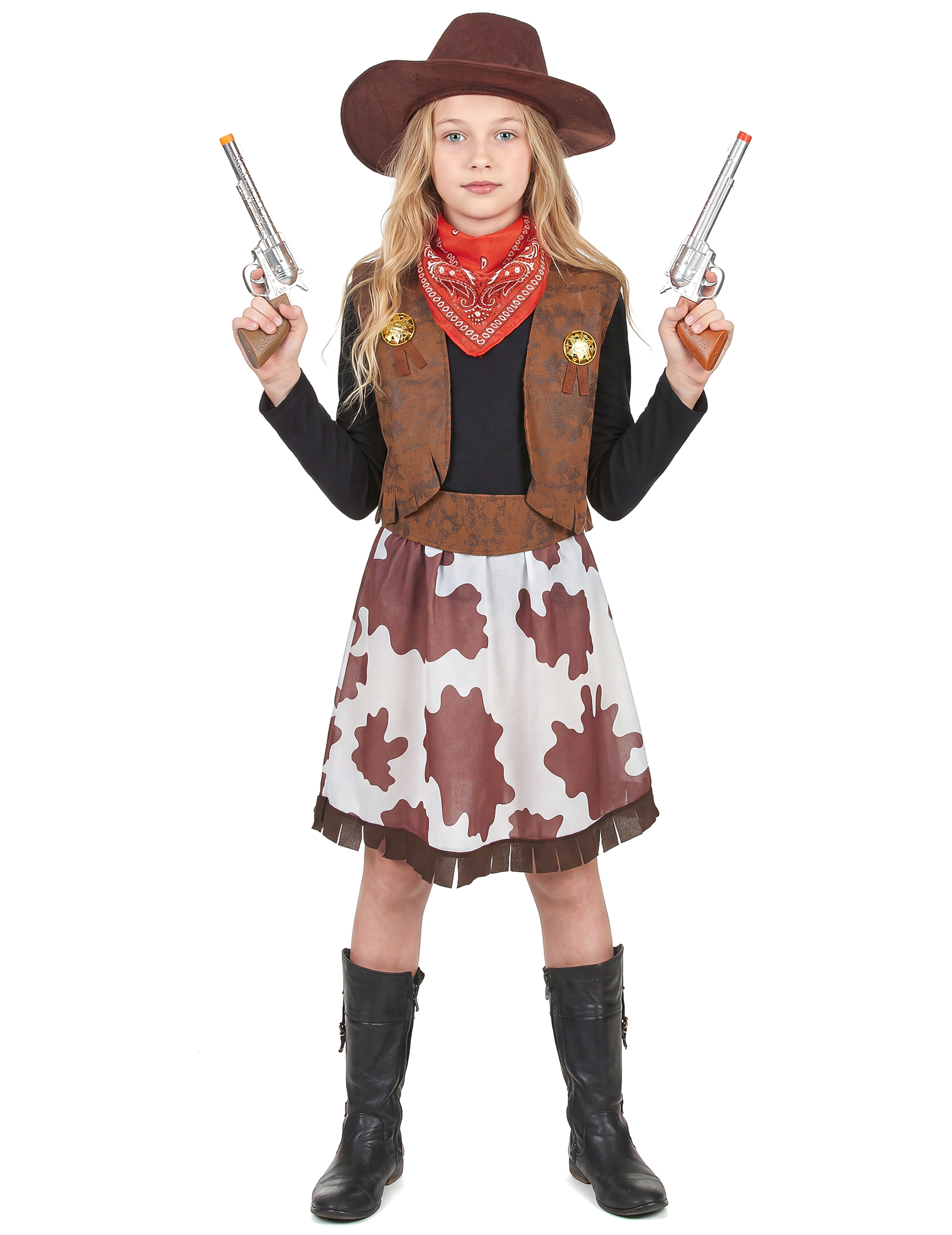 Klassisches Cowgirl Kinderkostüm Wildwest braun-weiss